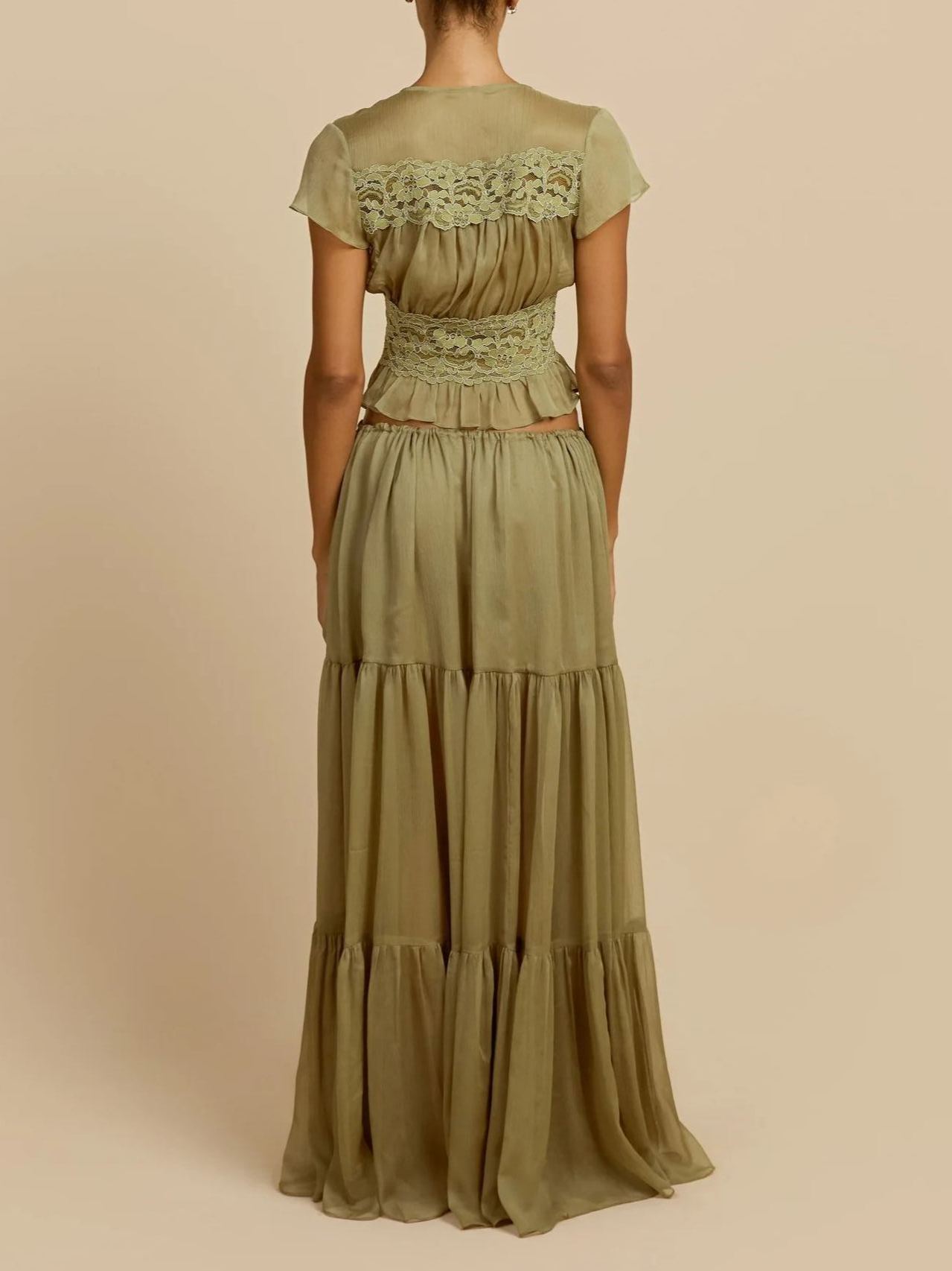 Flavie Crop Lace Skirt Set