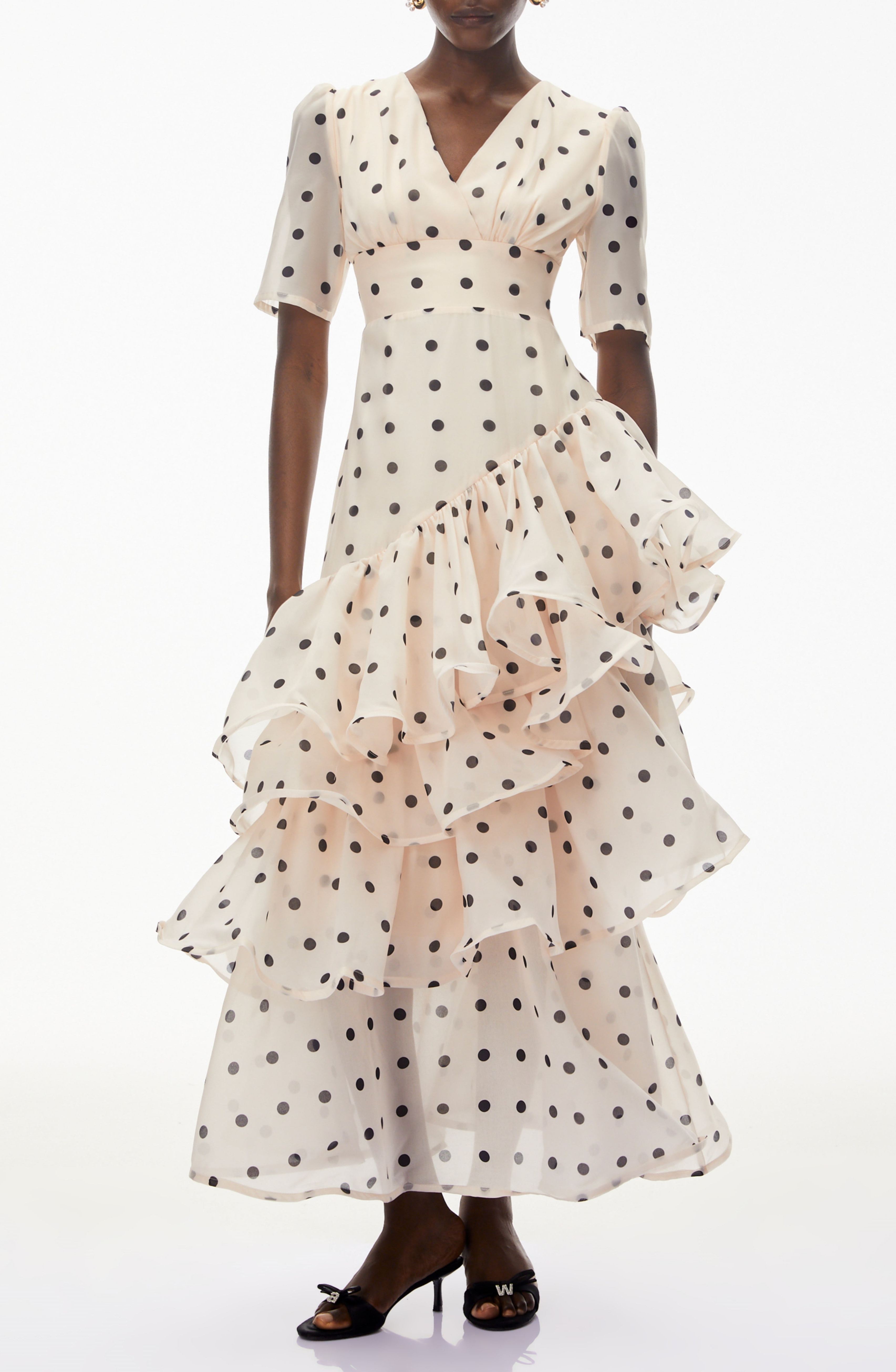 Florisami White Polka Dot Asymmetrical Maxi Dress