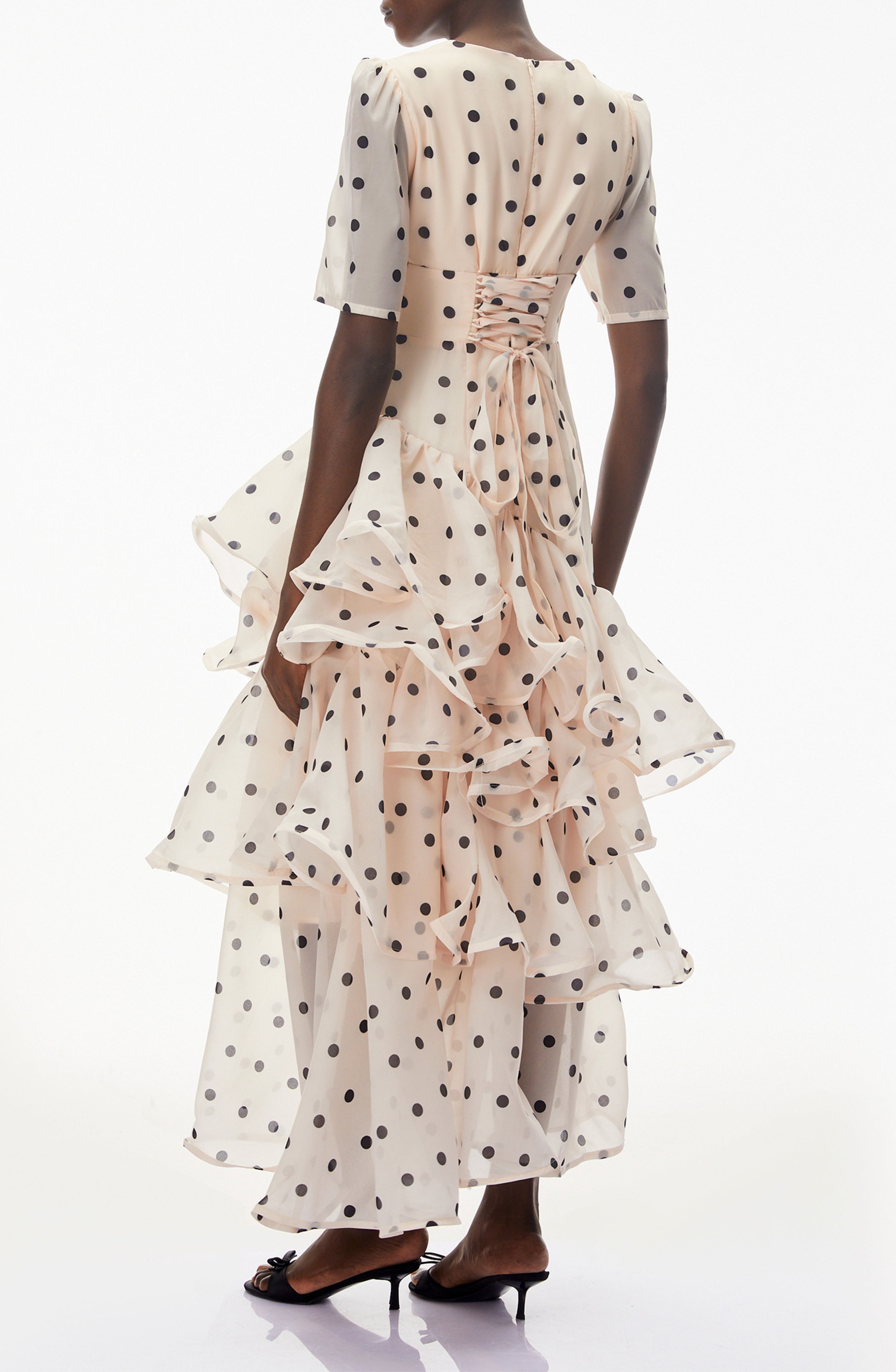 Florisami White Polka Dot Asymmetrical Maxi Dress