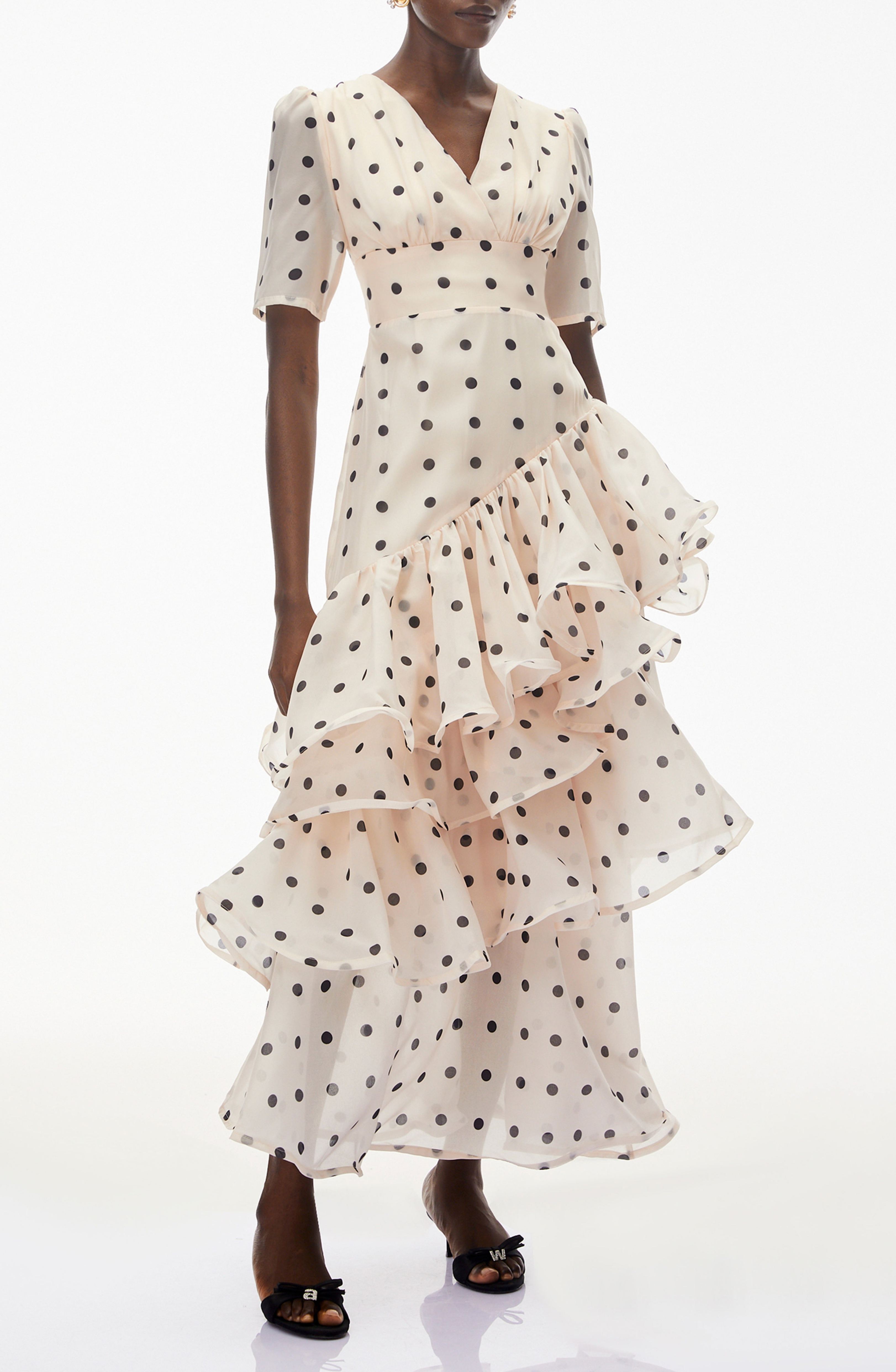 Florisami White Polka Dot Asymmetrical Maxi Dress