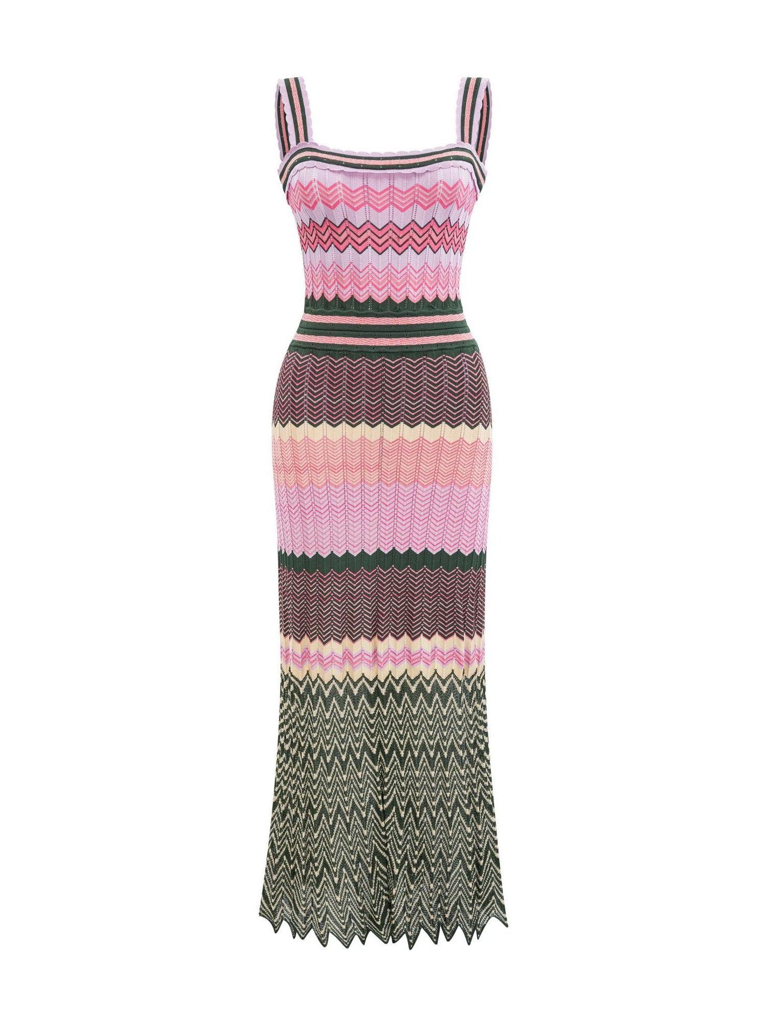 Fadzaiey contrast-color knitted midi dress