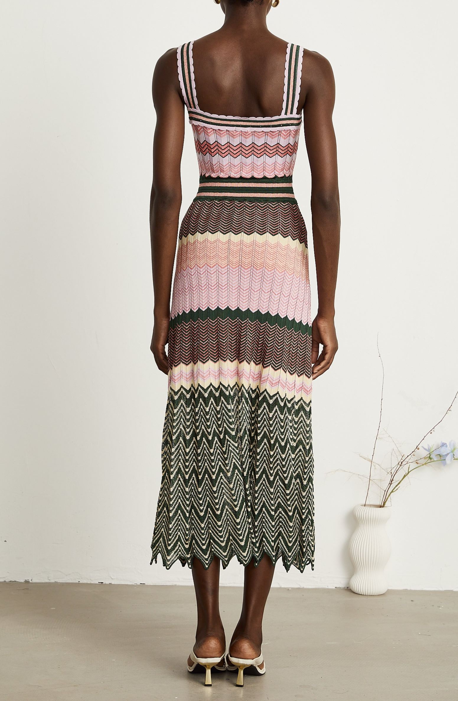 Fadzaiey contrast-color knitted midi dress