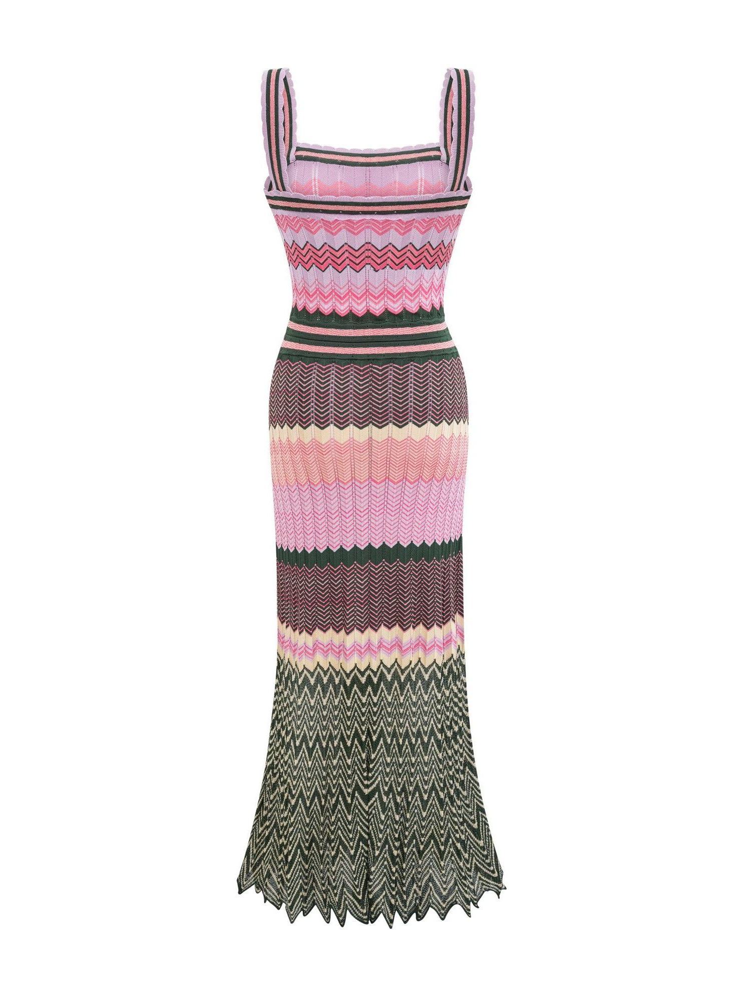 Fadzaiey contrast-color knitted midi dress