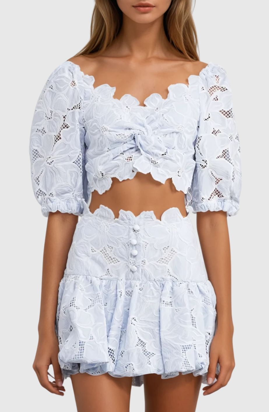 Fionne Embroidered Cutout Skirt Set