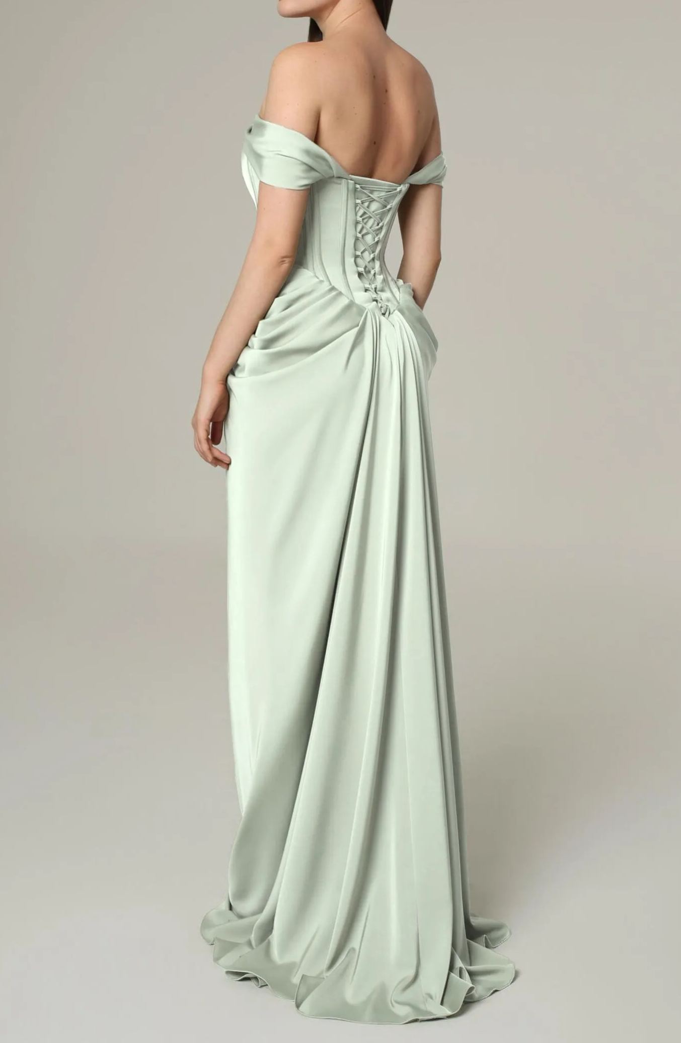 Sequin Green Halterneck Corset Maxi Gown