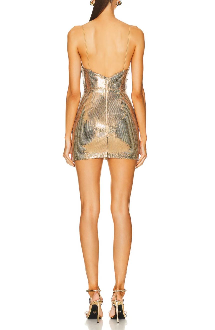 Christen Spaghetti Sequin Mini Dress