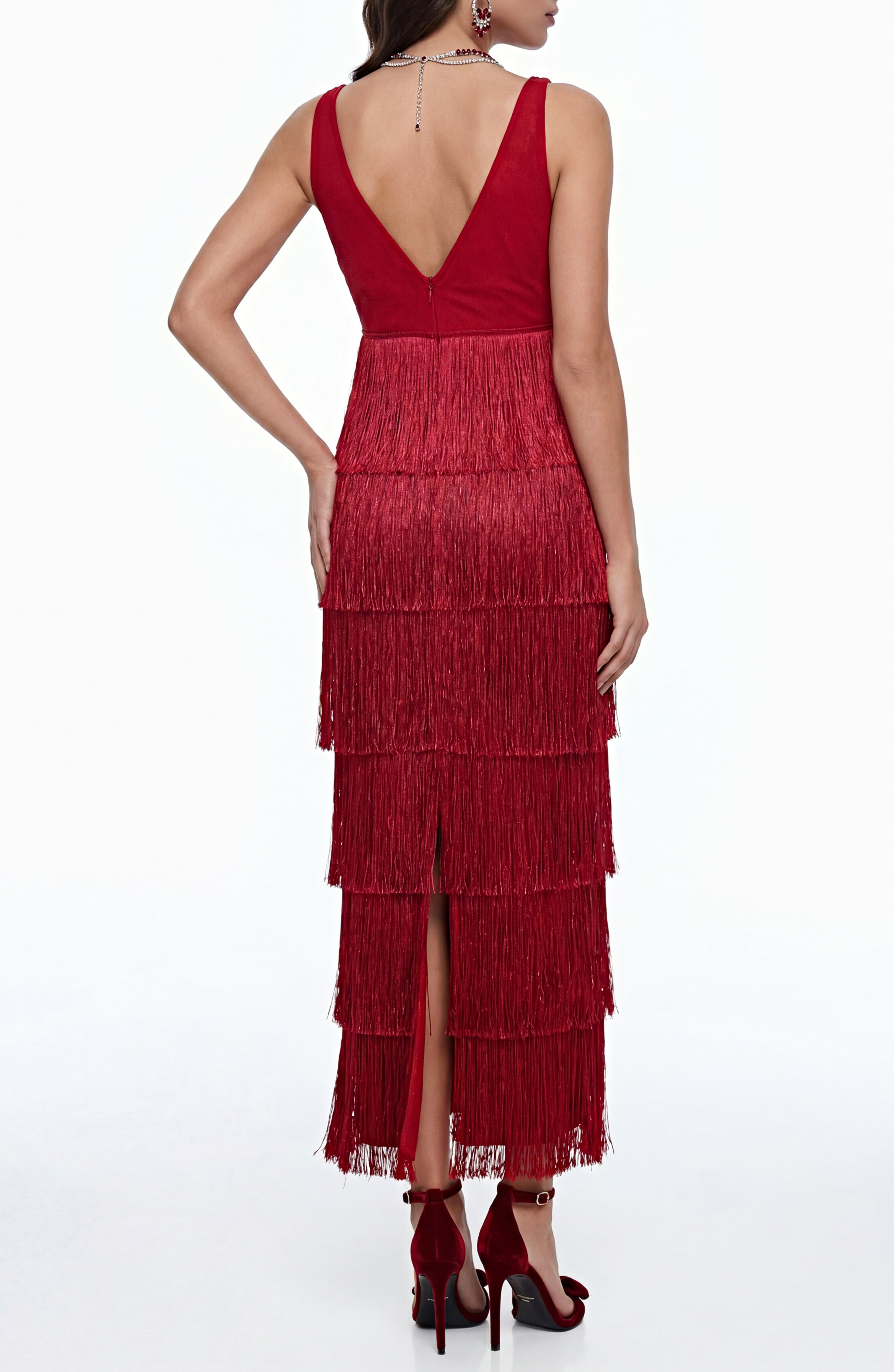 Nanila Red Sleeveless Lace Maxi Dress