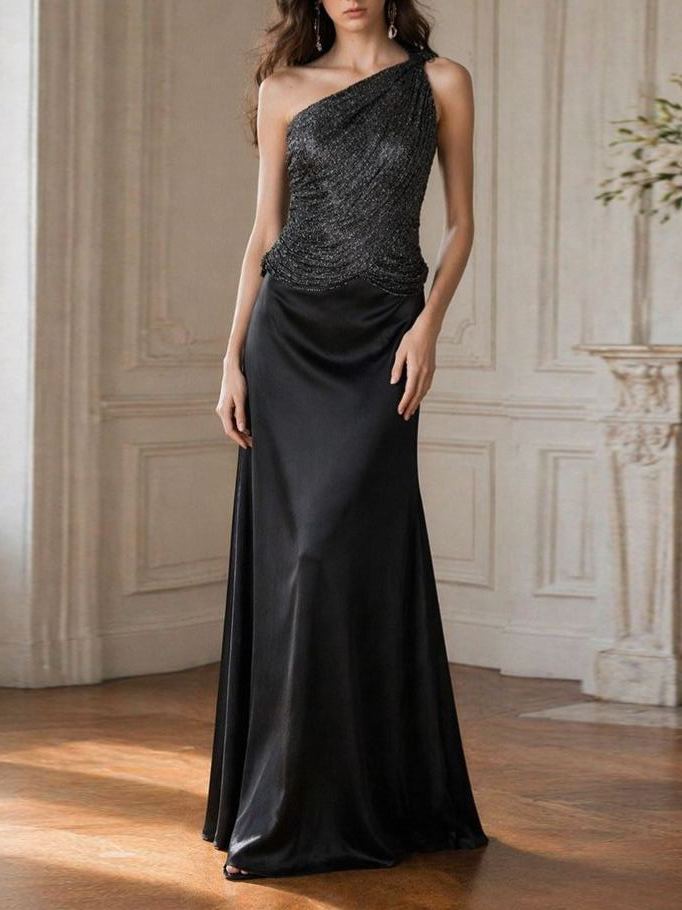 Felousvo One Shoulder Fringe Maxi Dress