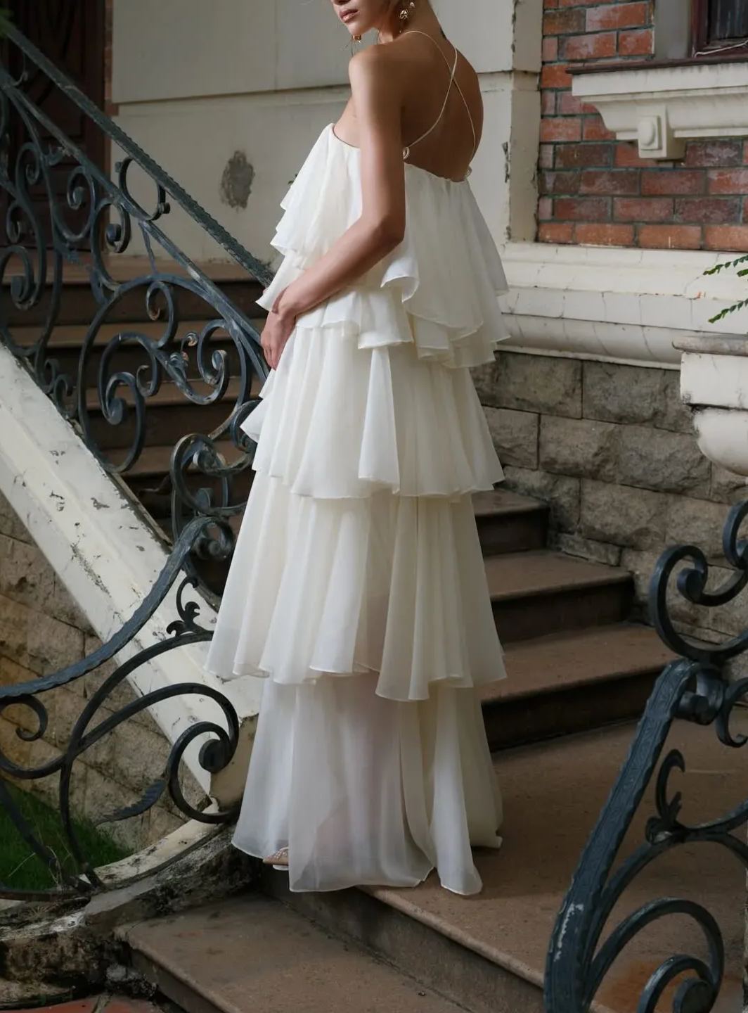 Hystien Ruffle Halter Neck Midi Dress