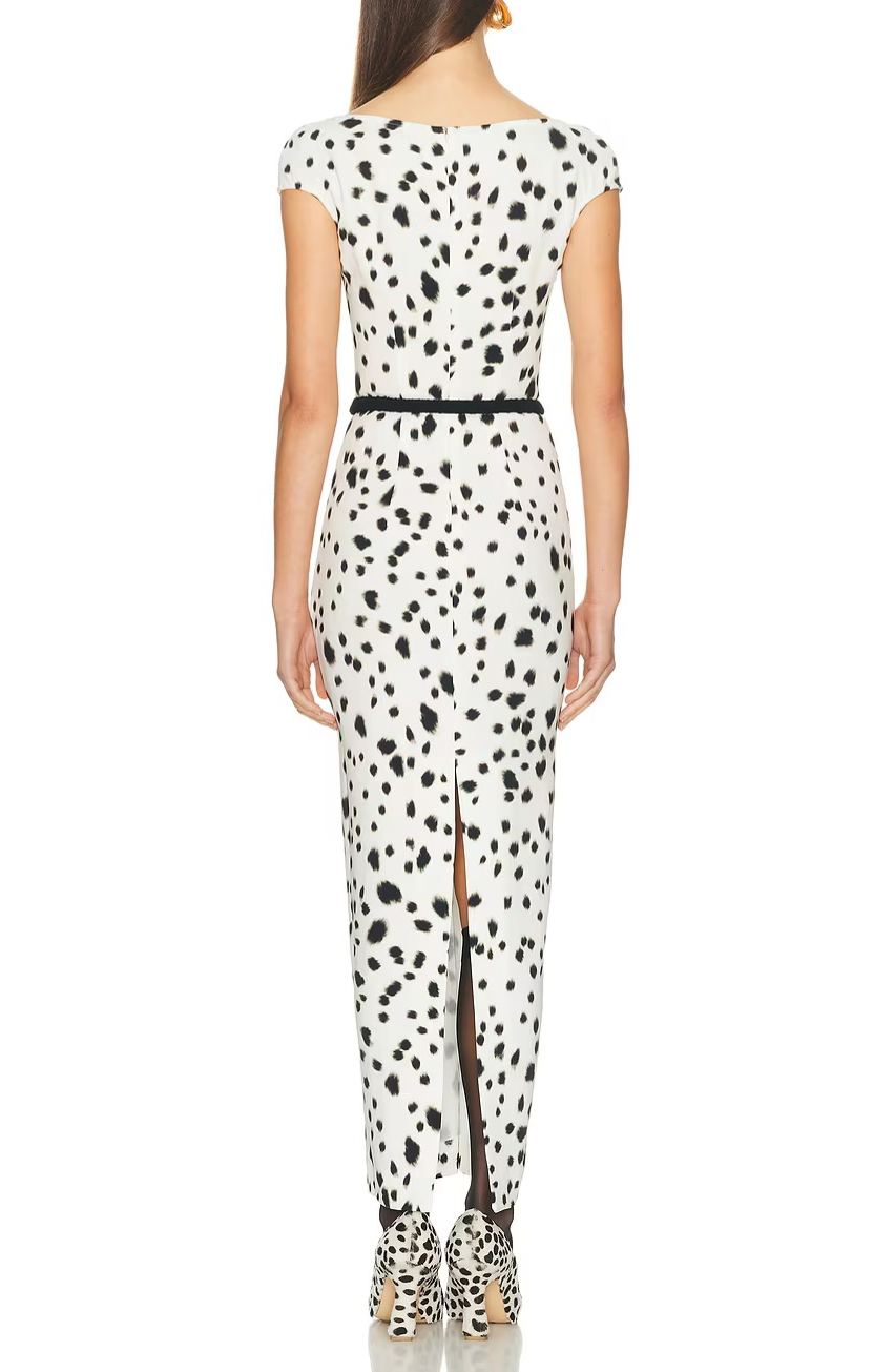 Henar White Leopard Polka Midi Dress