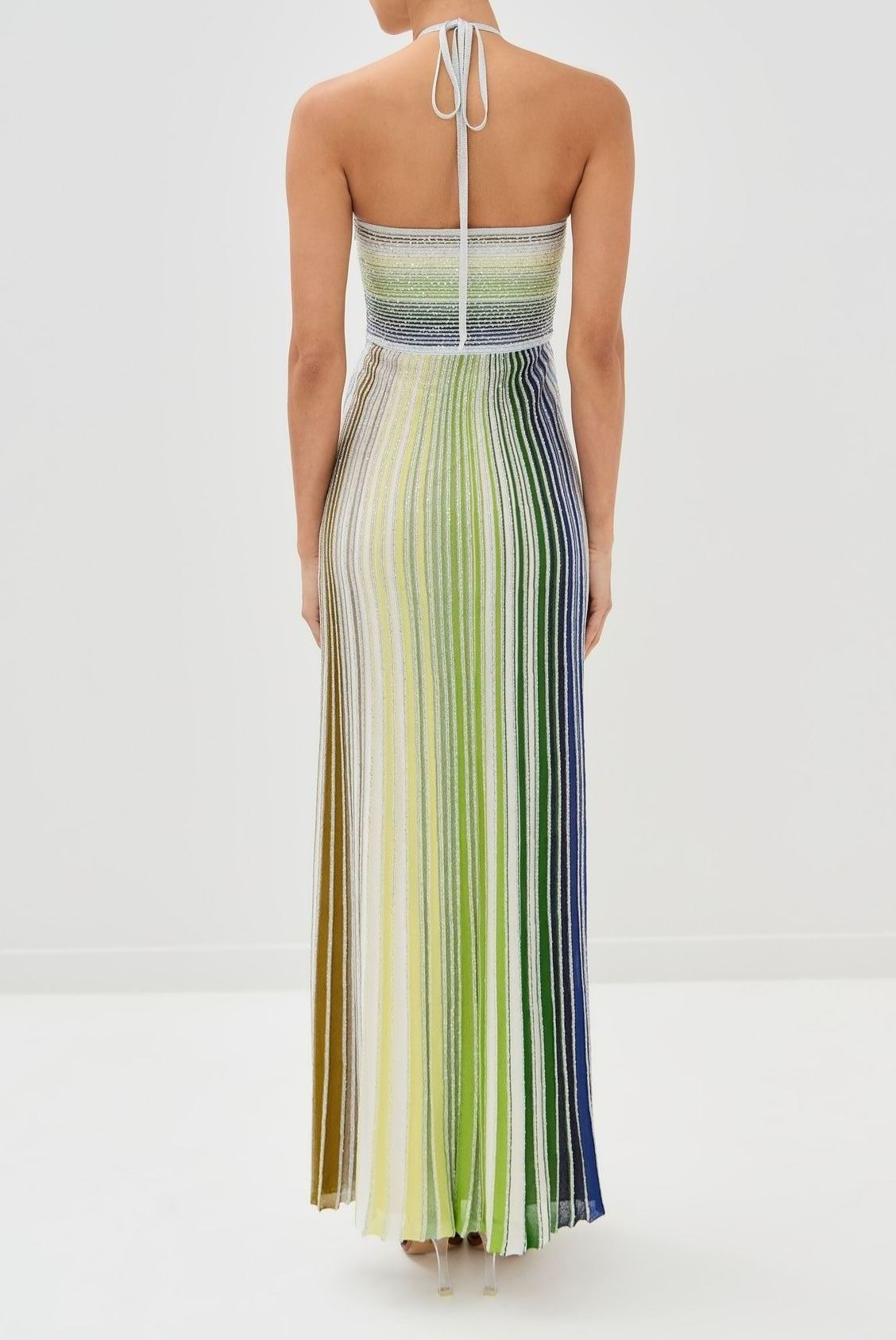 Felicia Metallic Knit Backless Maxi Dress