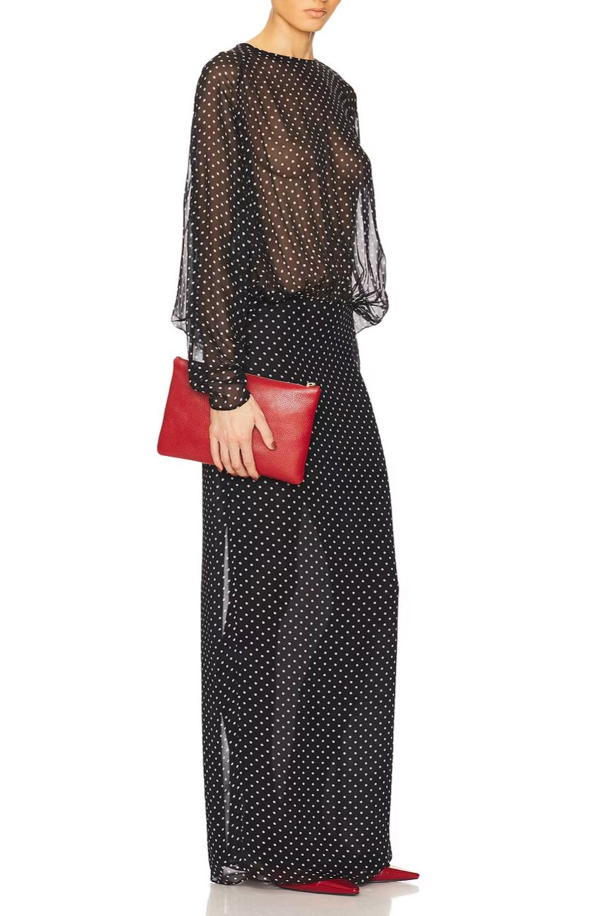 Eezis Black Polka Dot Chiffon Maxi Dress