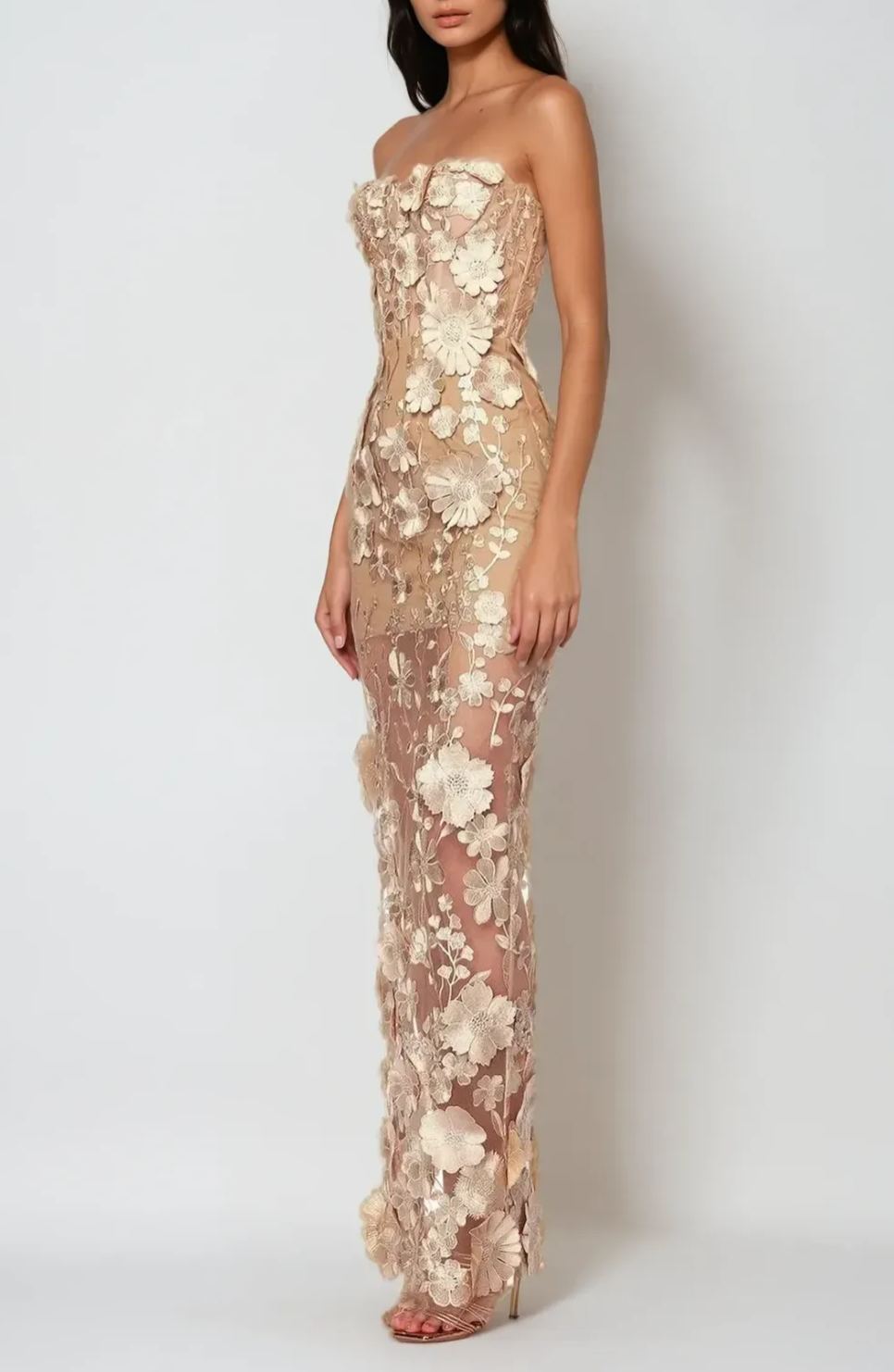 Brooklyn Strapless Flower Maxi Dress