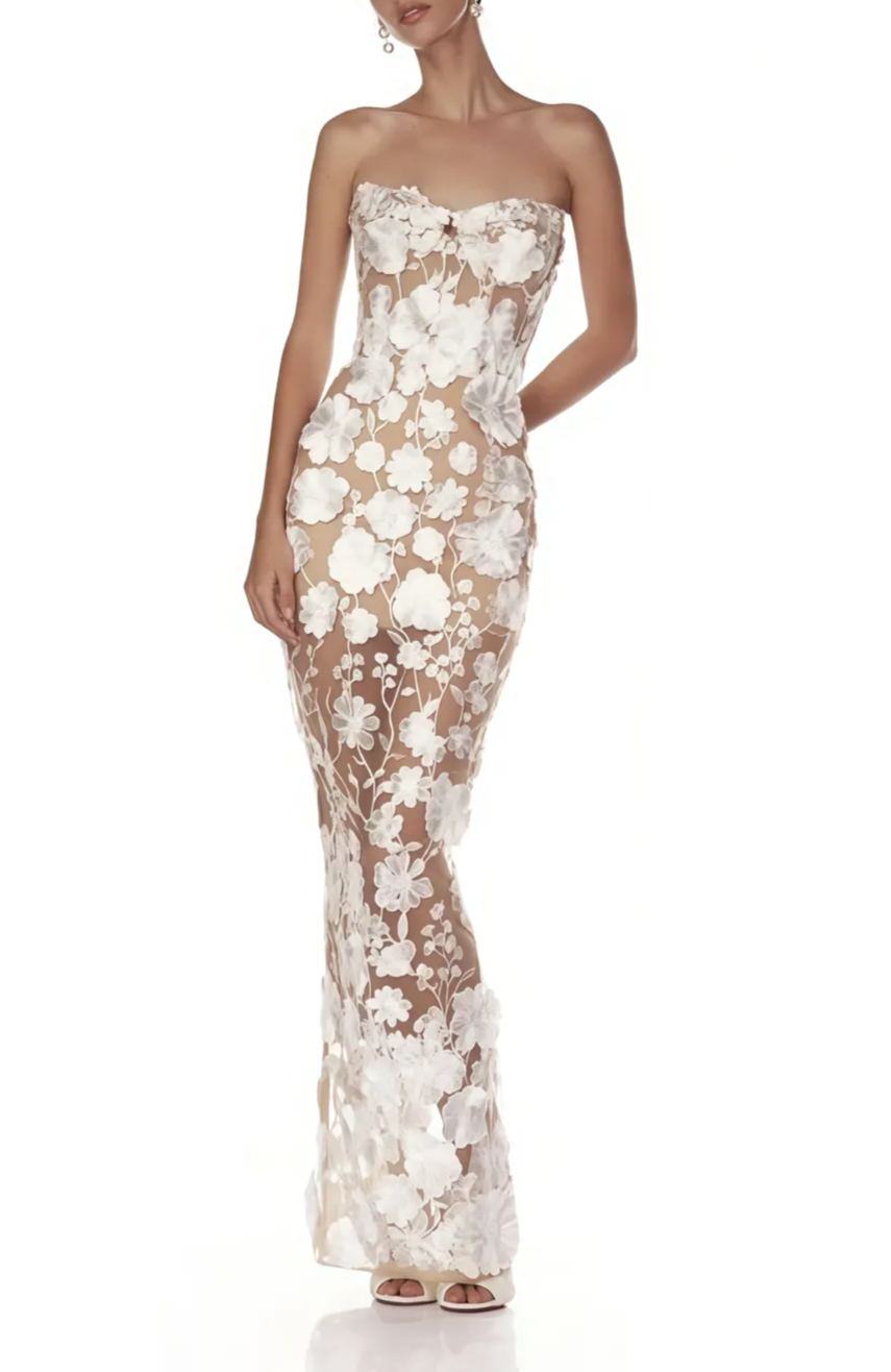 Brooklyn Strapless Flower Maxi Dress