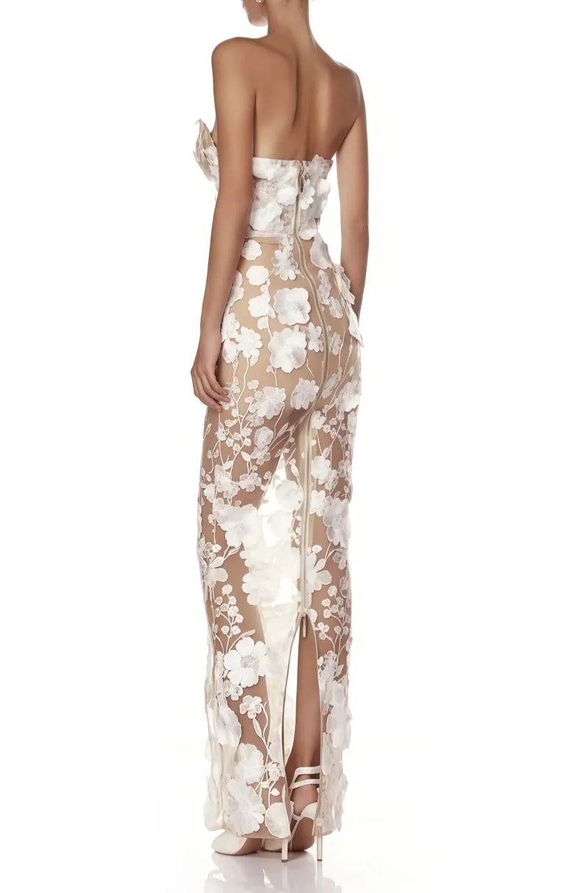 Brooklyn Strapless Flower Maxi Dress