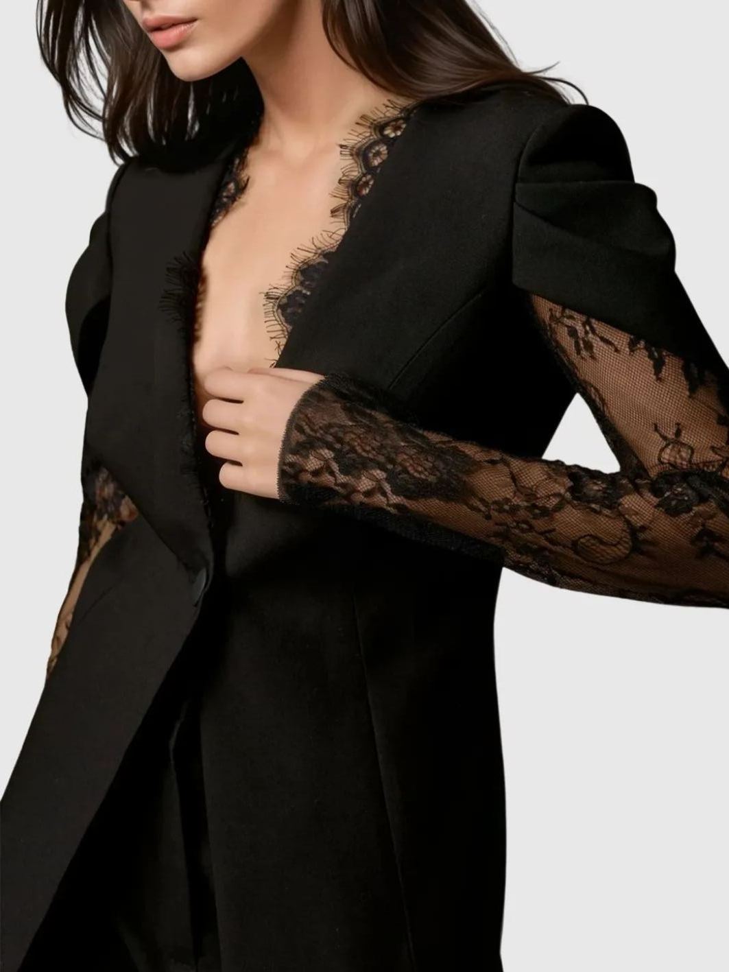 Luca Plunge Lace Blazer