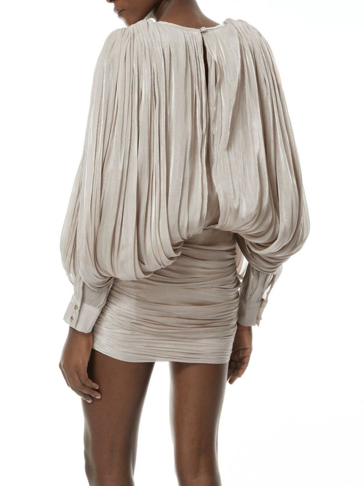 Adelina Neutrals Fully Pleated Mini Dress