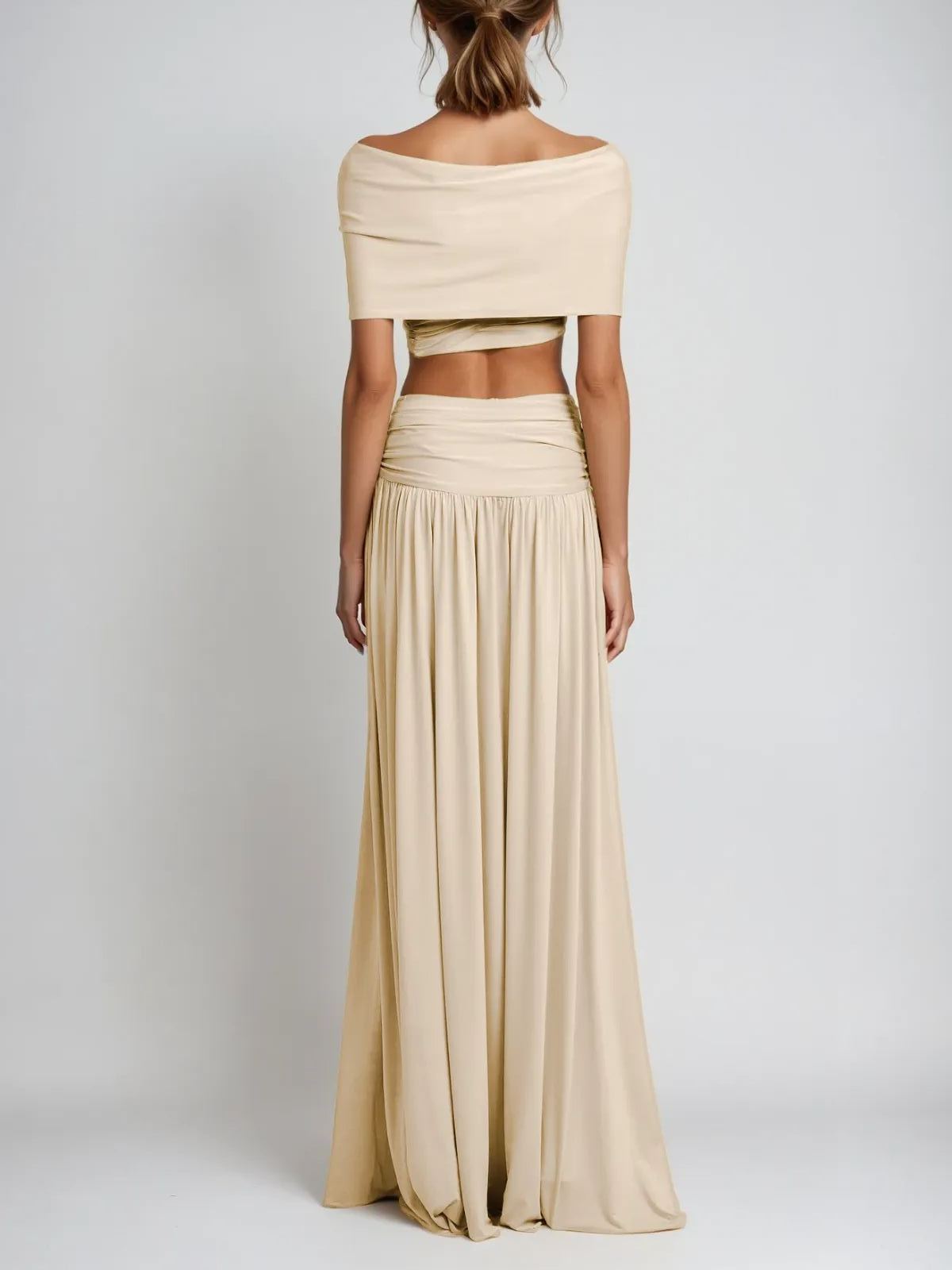 Dylis Off Shoulder Ruch Skirt Set