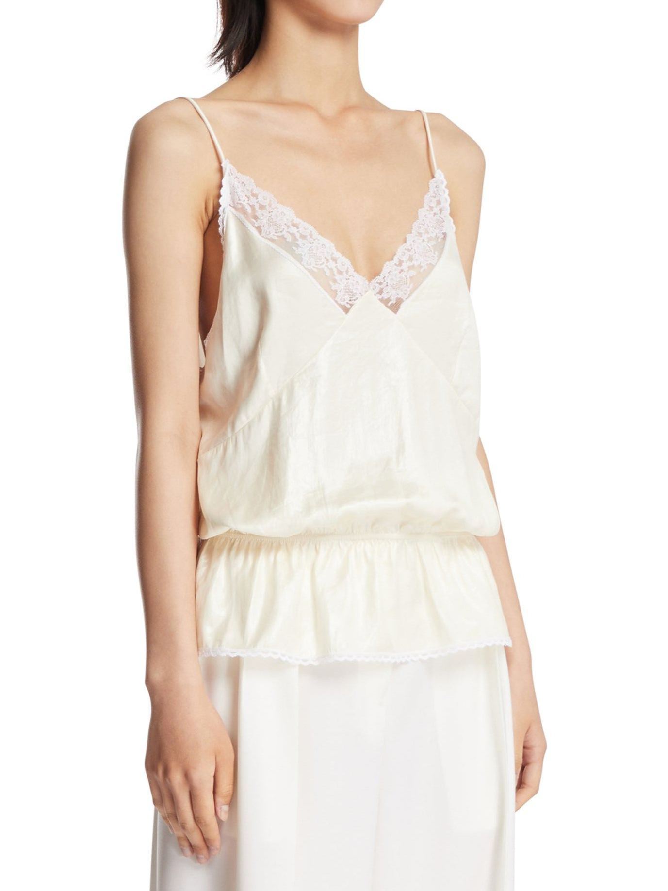 White V-Neck Lace Top