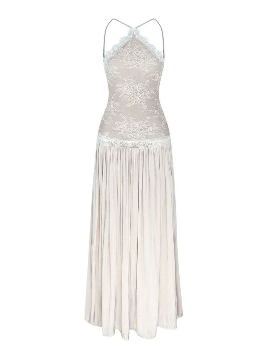 Volinola Lace Floral Ruch Maxi Dress