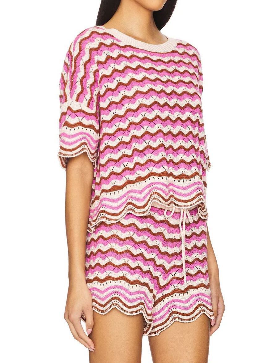 Henry Stripe Knit Shorts Set