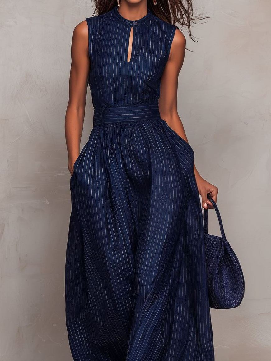 Hermanus Sleeveless Cutout Stripe Jumpsuit