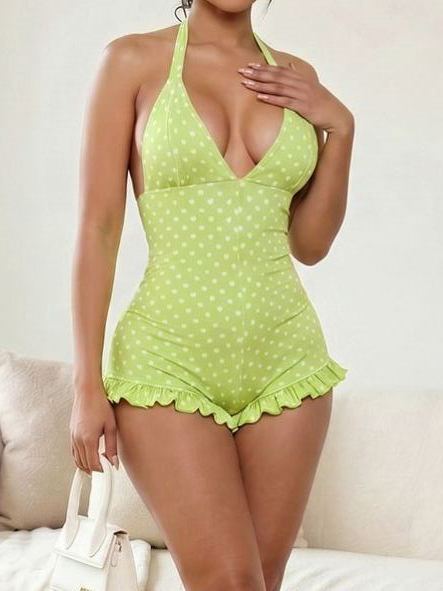 Mujay Dukes Romper in Green