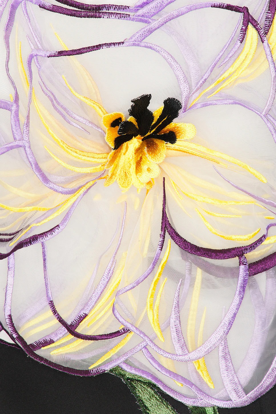 Ophelli Black Off-Shoulder Sequin Floral Embroidered Mini Dress