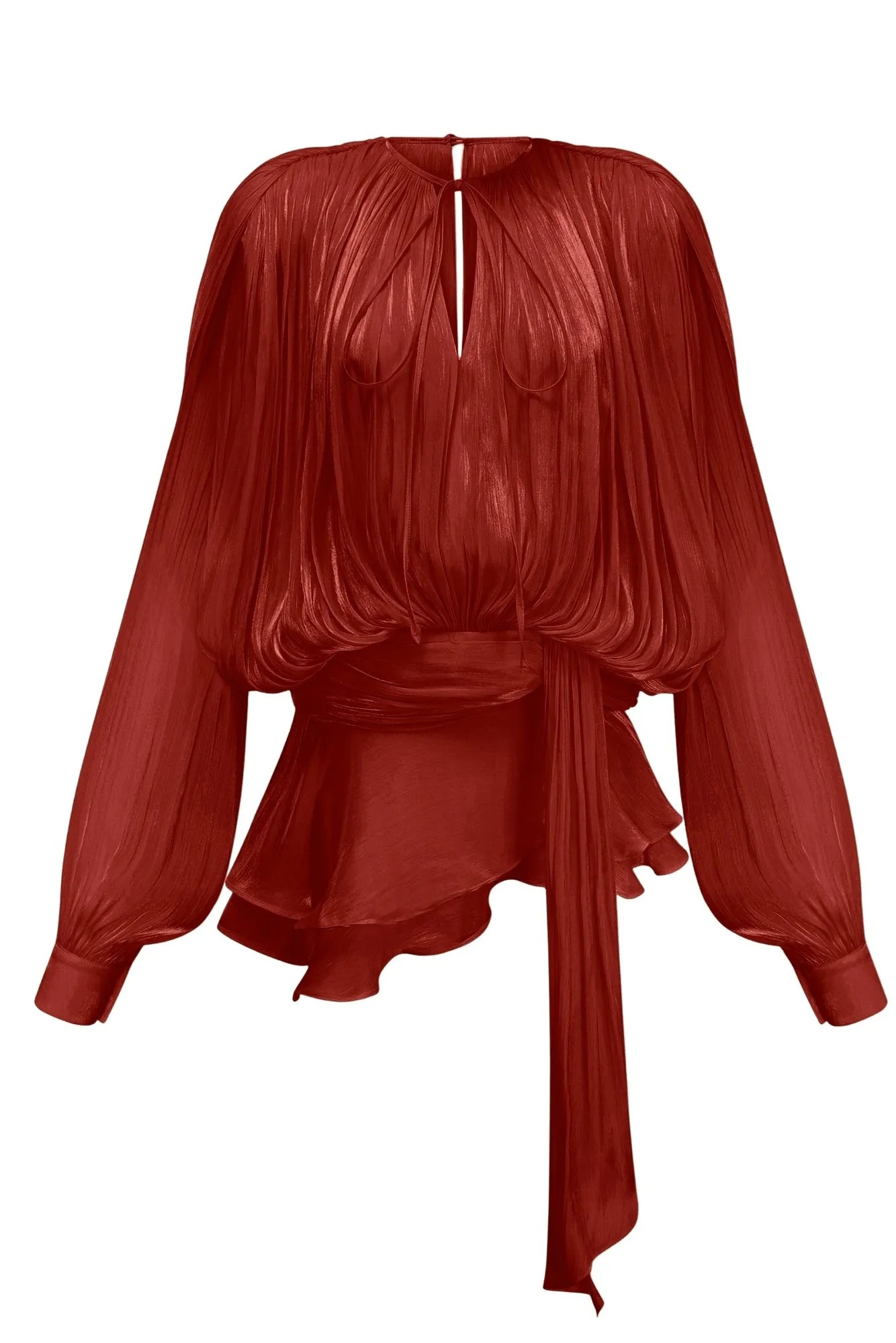 Chiara Red Fully Pleated Ruffled Mini Dress