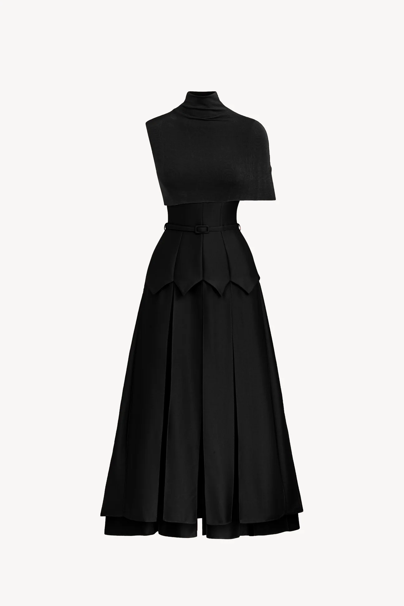 Minivestido Black Asymmetrical Shawl Layered Midi Dress