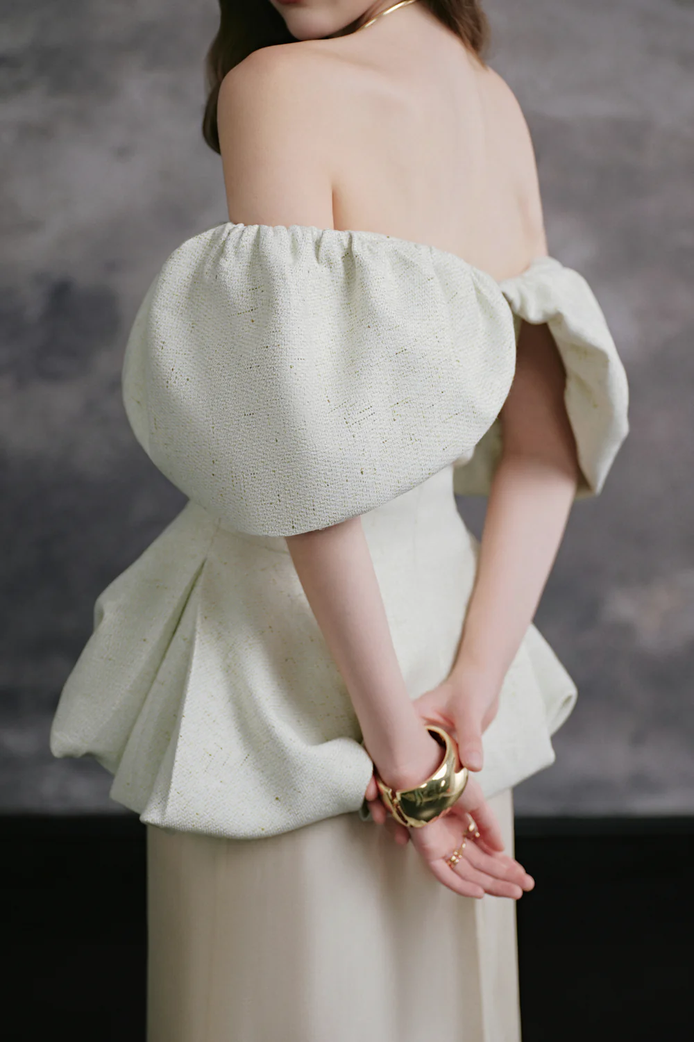 Velours White Bubble Ruched Top & Skirt Co-ord Set