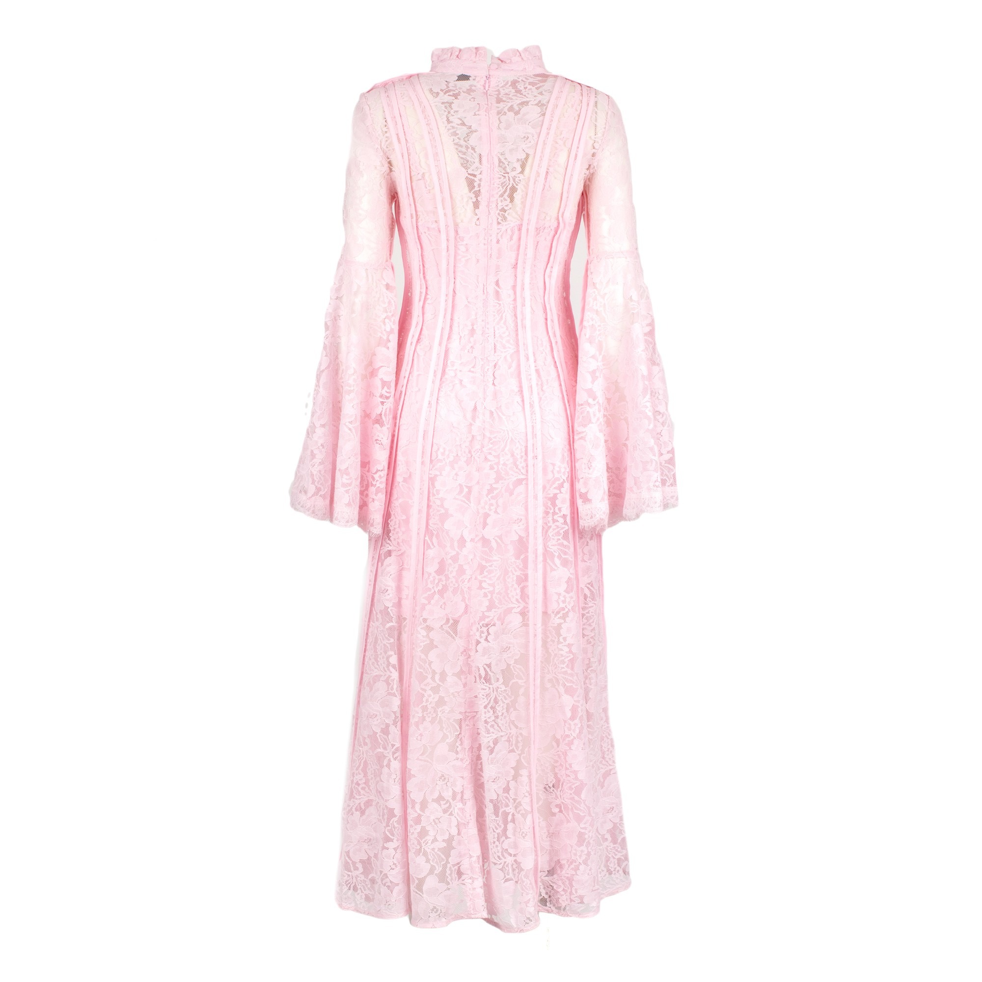 Pandorea Effortless French Elegance Blush Lace Bell Sleeve Dress