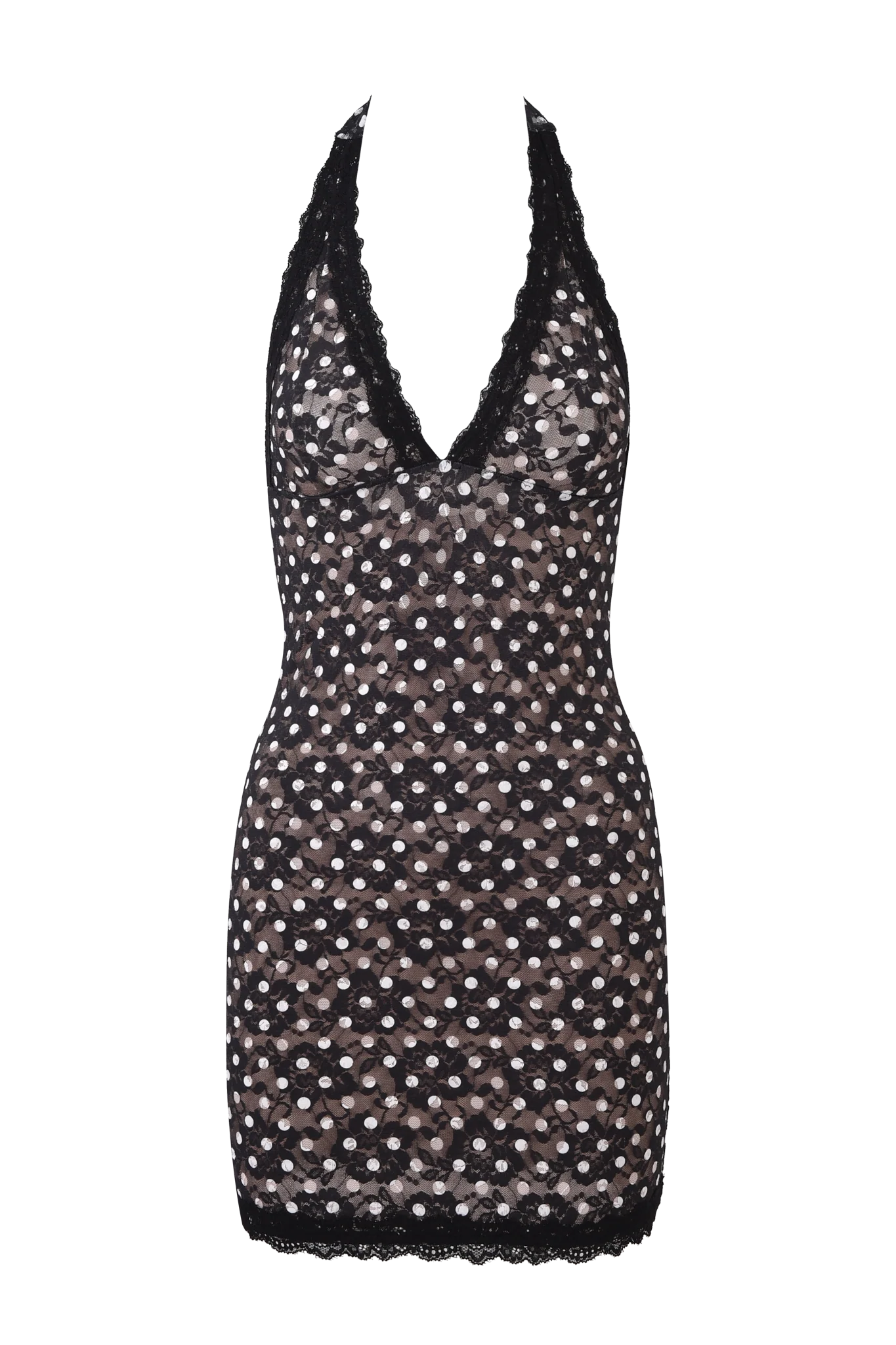 Maeva Halter Neck Dot Mini Dress