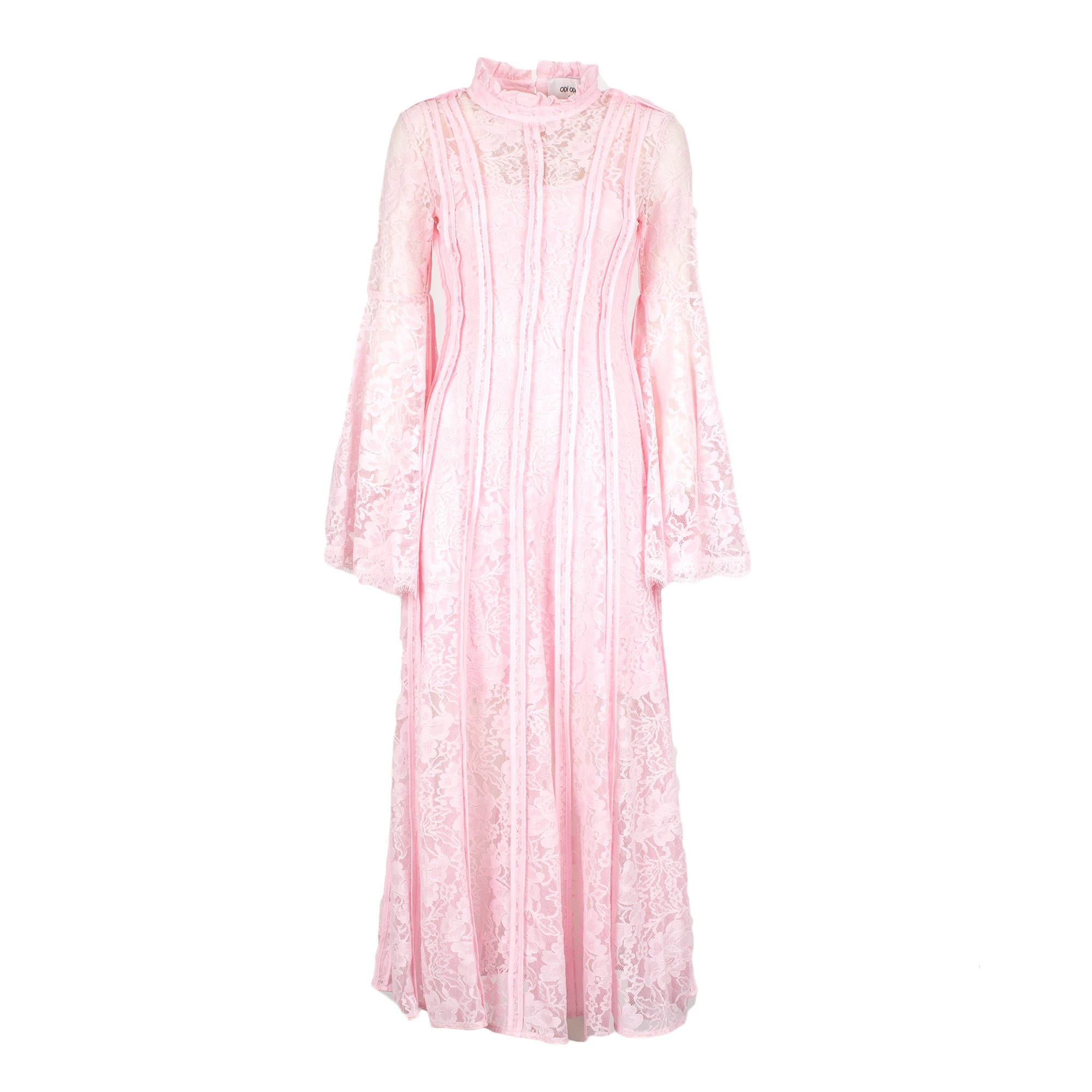 Pandorea Effortless French Elegance Blush Lace Bell Sleeve Dress