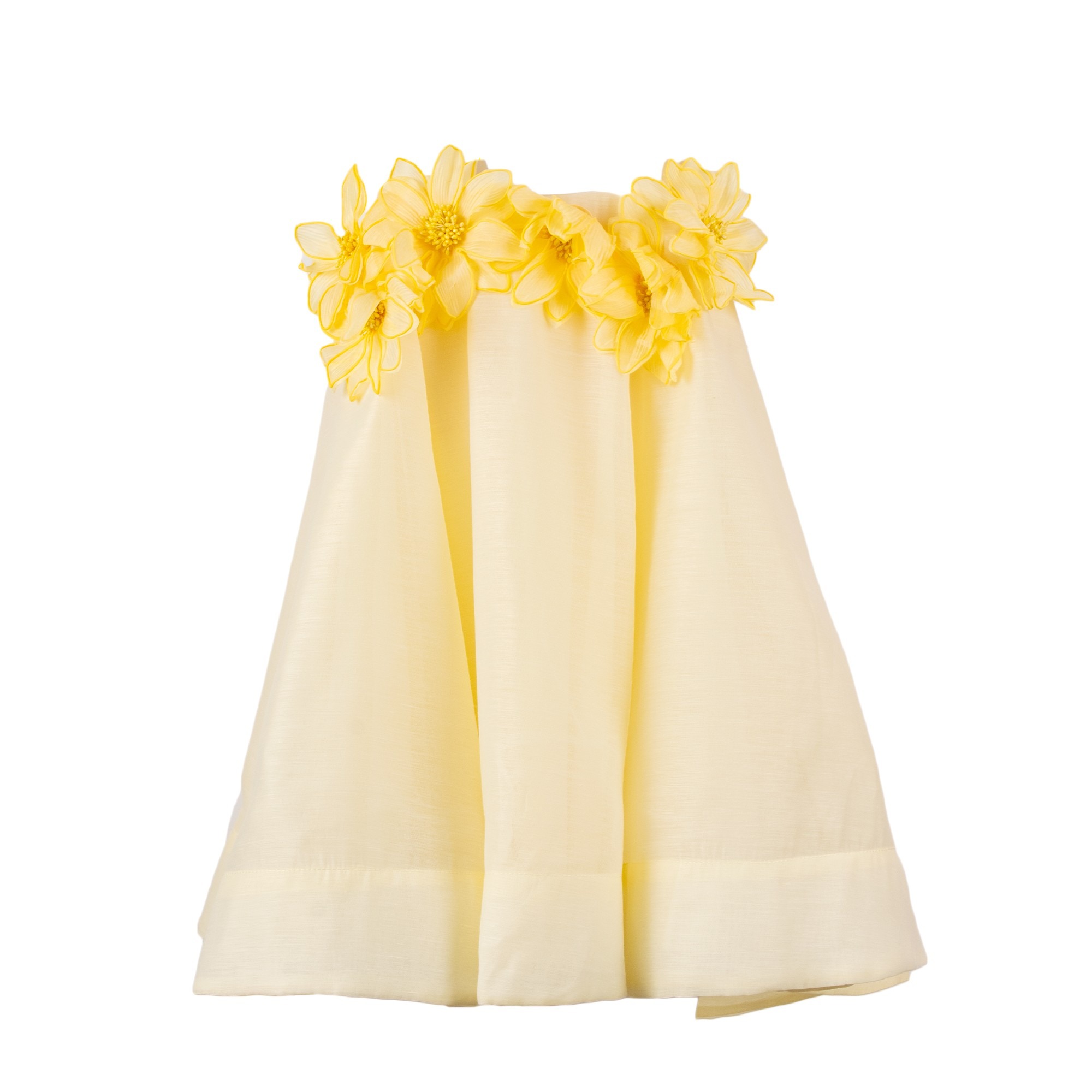 Goril Yellow Off Shoulder Mini Dress with 3D Florals