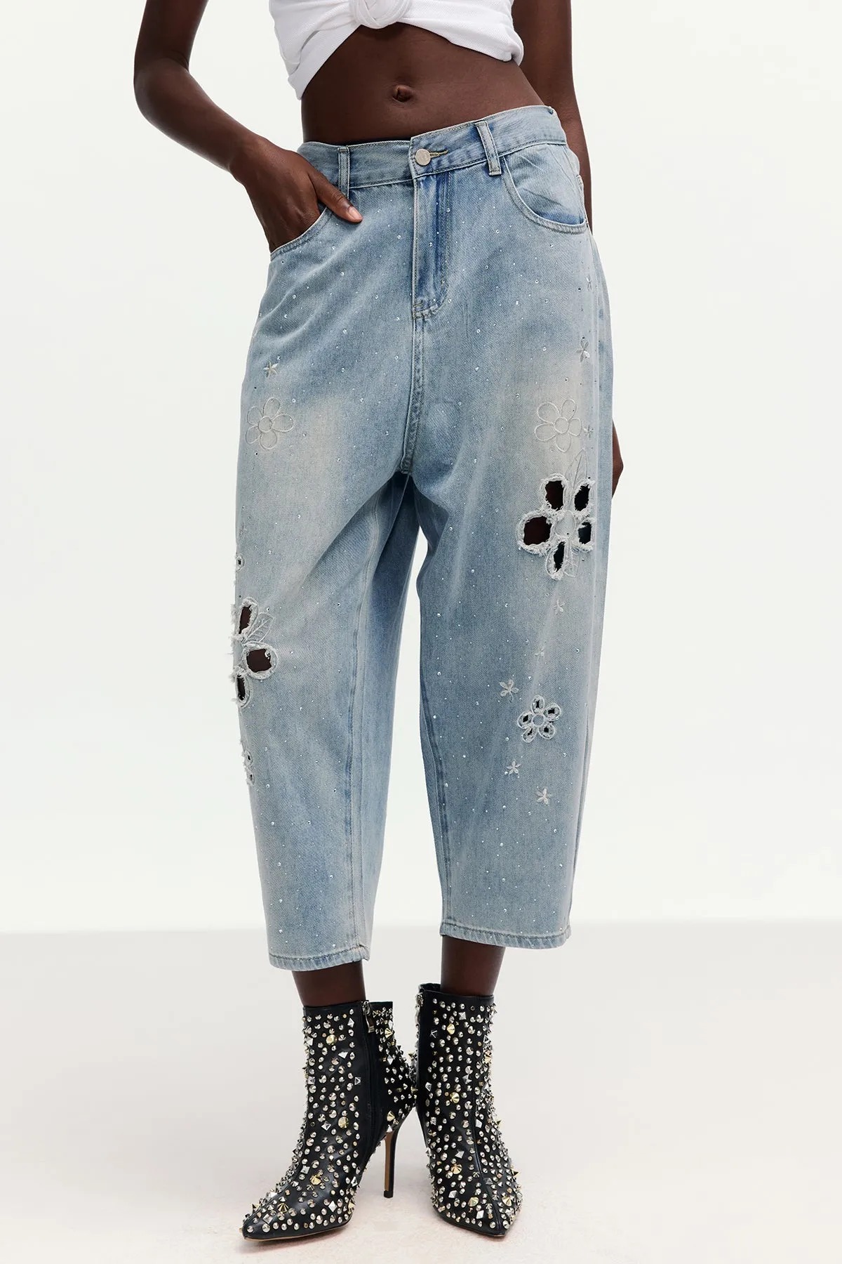 Yoseley Flower Cutout Jeans
