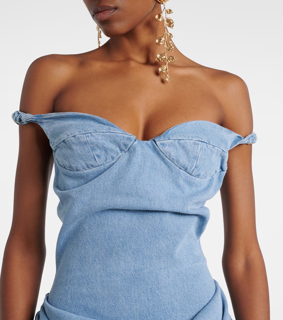 Posmo Off-Shoulder Denim Minidress