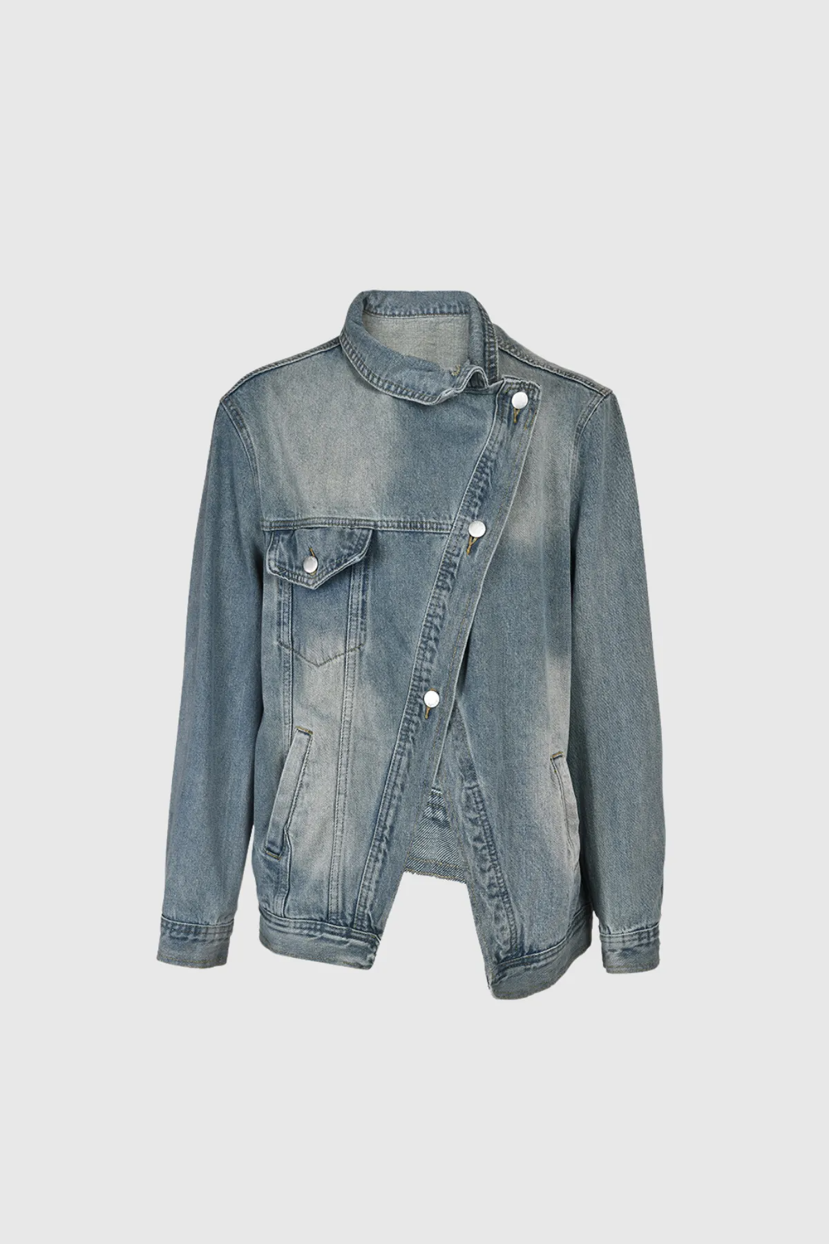 Gasema Deconstruct Asymmetric Denim Jacket