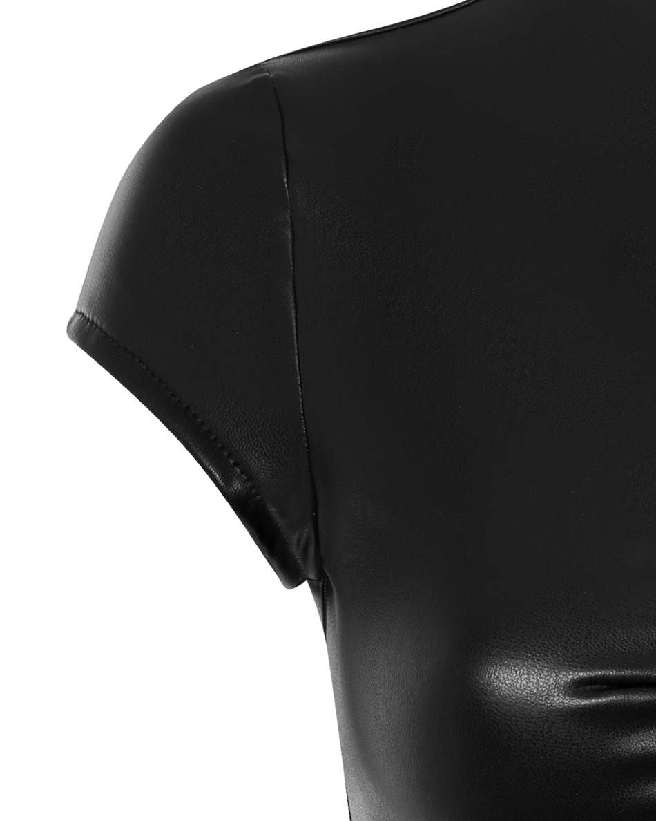 Davlat Bodycon Hook Leather Top