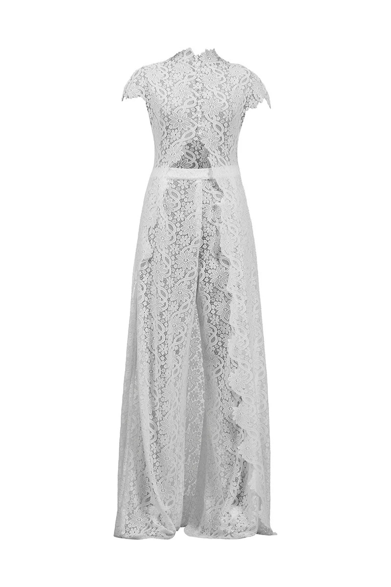 Leviah White Floral Lace Top & Trousers Set