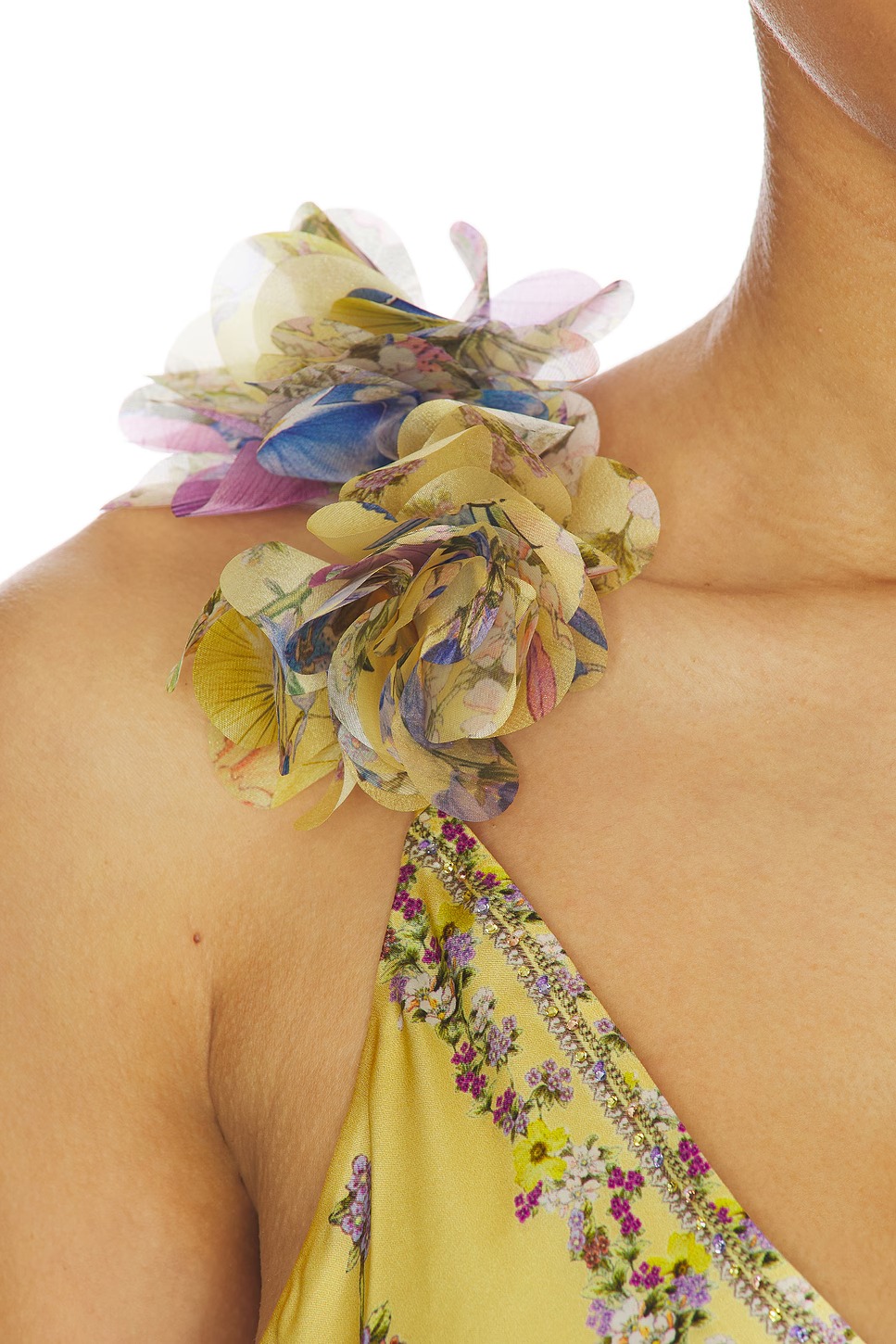 Goril V Neck Flower Maxi Dress