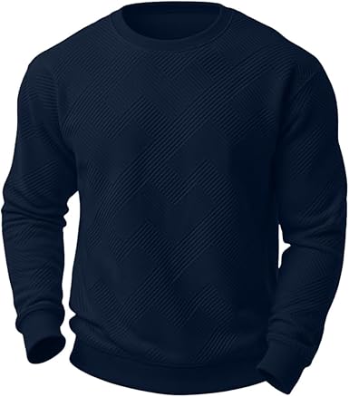 Sailwind Men's Crewneck Casual Sweatshirts Geometric Texture Long Sleeve Solid Color Pullovers
