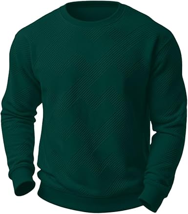 Sailwind Men's Crewneck Casual Sweatshirts Geometric Texture Long Sleeve Solid Color Pullovers