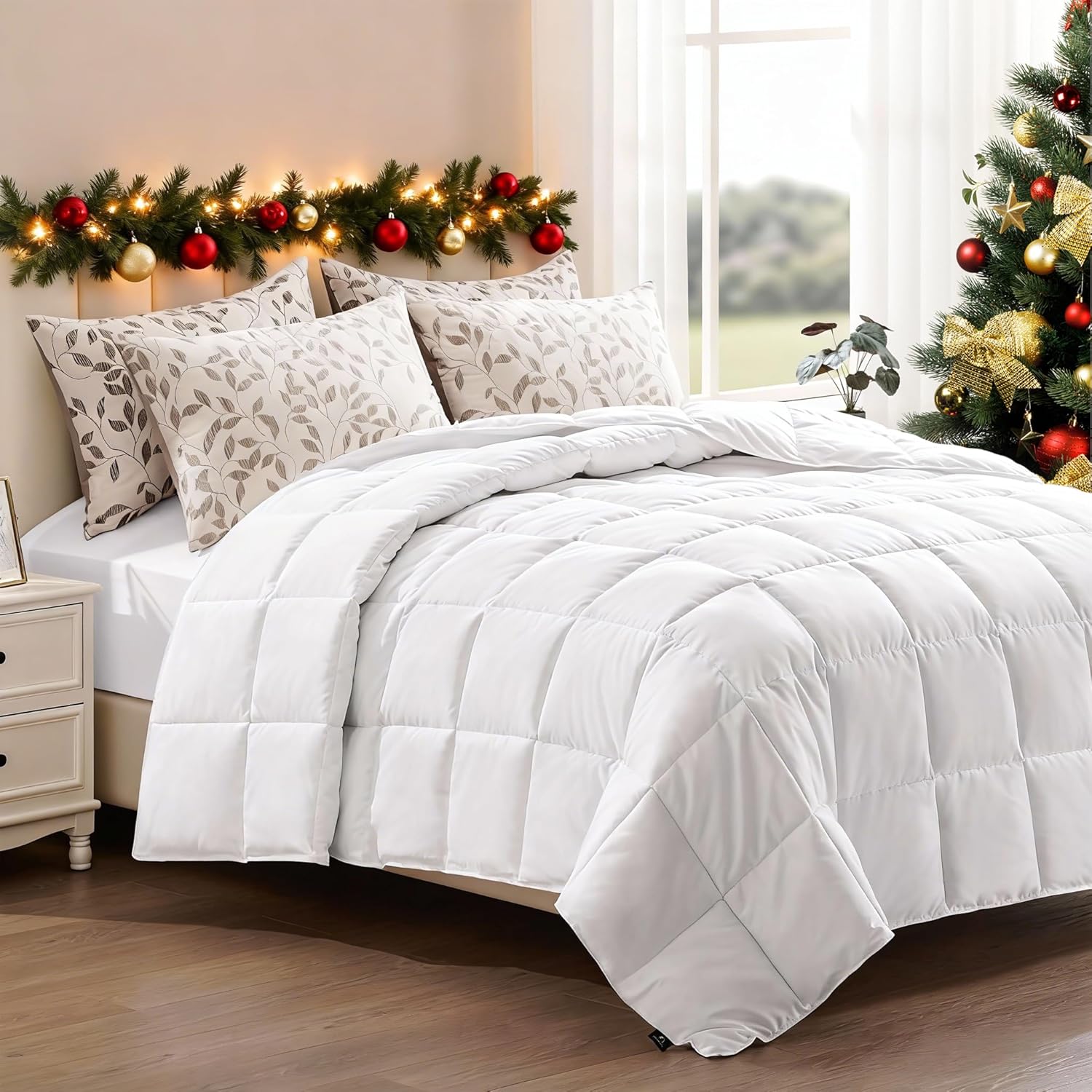 DROVAN Lightweight Comforter - Summer Bedding Duvet Insert - Soft & Breathable, Quilted Comforters with 8 Tabs