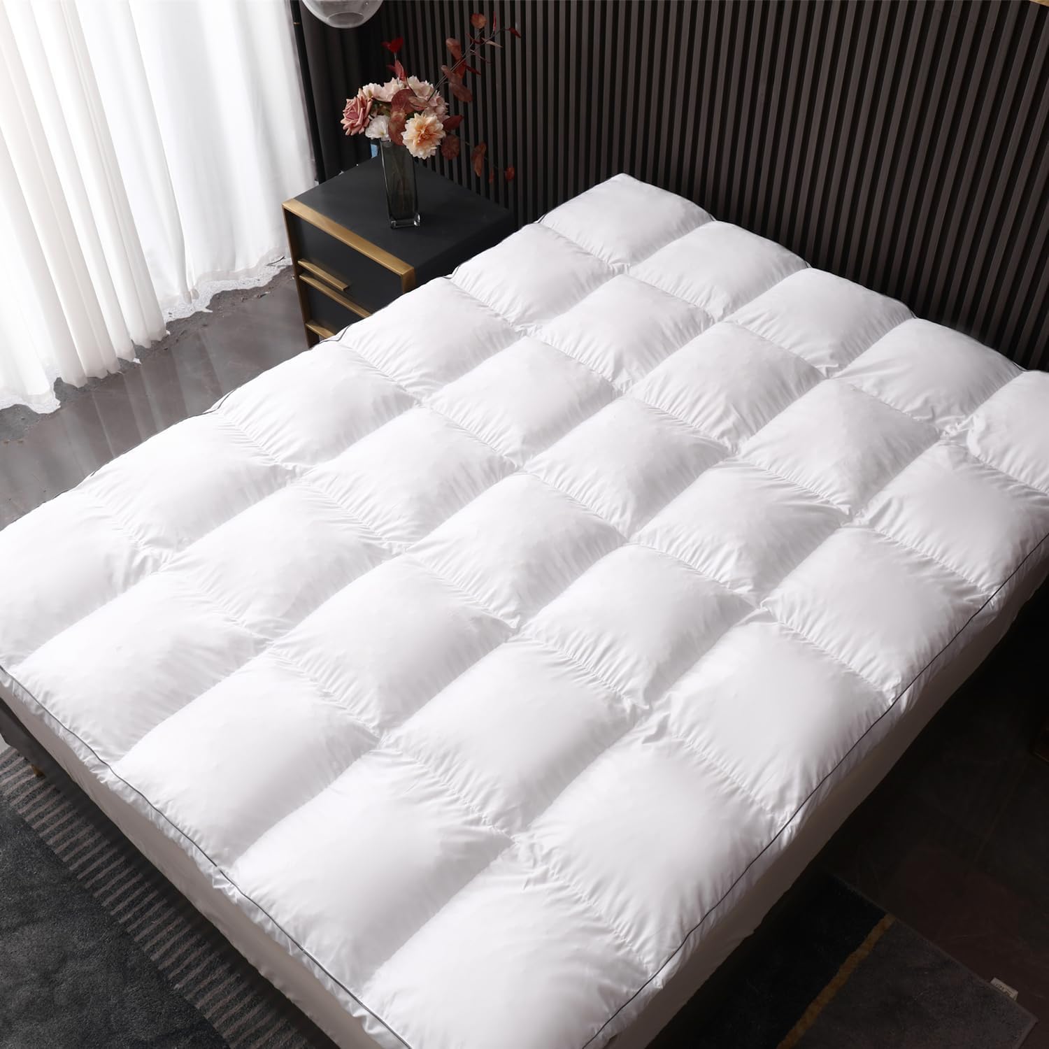 3 Inch Memory Foam Mattress Pad Queen , Pillow Top with Soft Fluffy Shredded Memory Foam Filling Mattress Topper, Non-Slip Design, 4 Elastic Straps