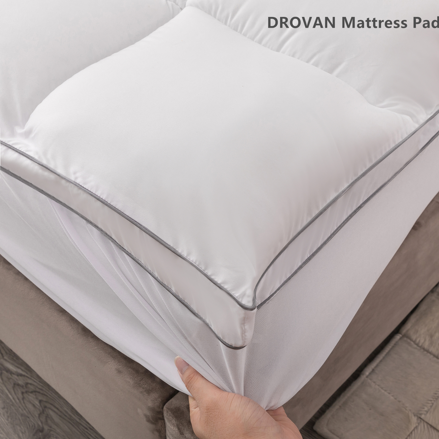 DROVAN Queen Size Mattress Pad - Extra Thick Mattress Cover - Pillow Top Deep Pocket Mattress Pad for Queen Bed