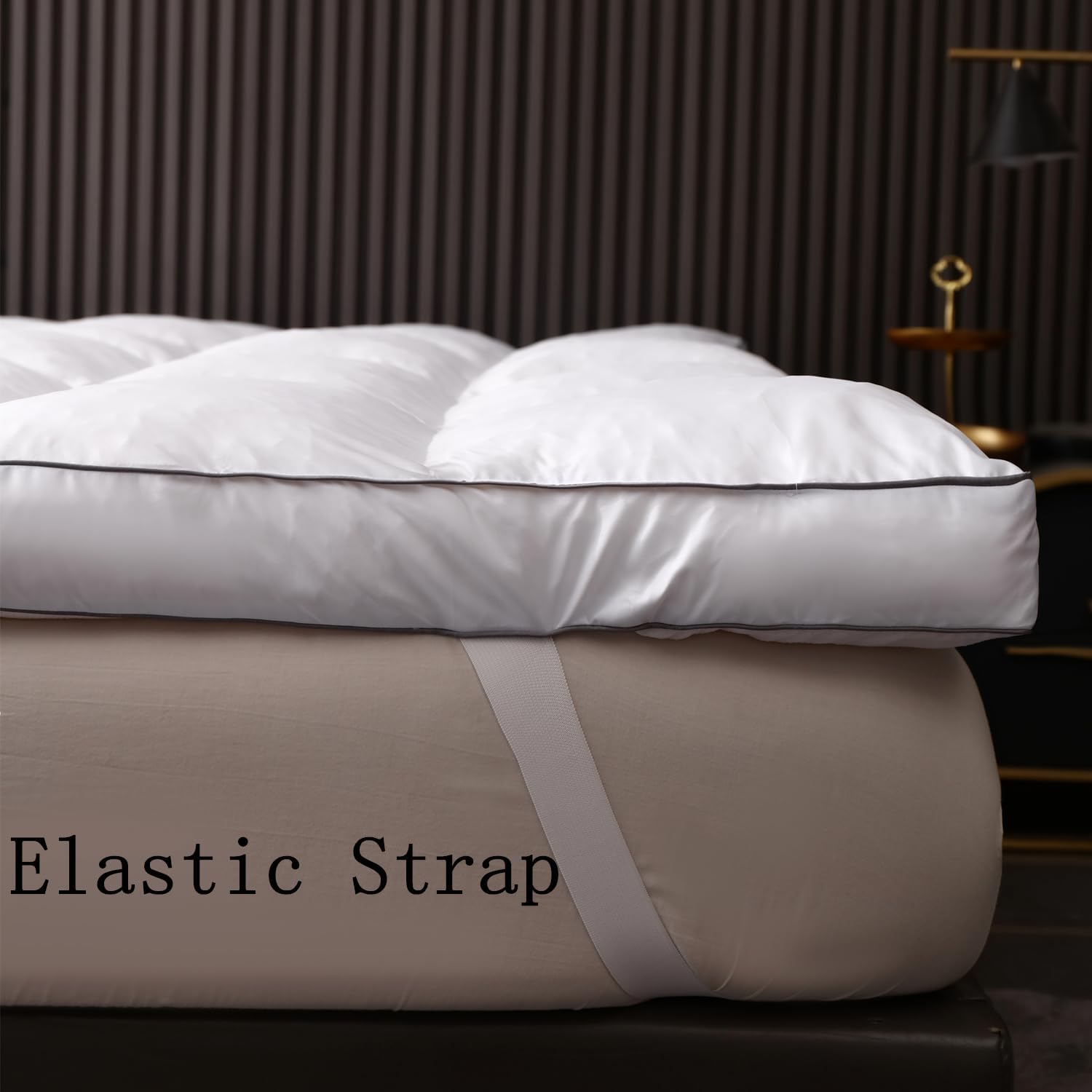 3 Inch Memory Foam Mattress Pad Queen , Pillow Top with Soft Fluffy Shredded Memory Foam Filling Mattress Topper, Non-Slip Design, 4 Elastic Straps