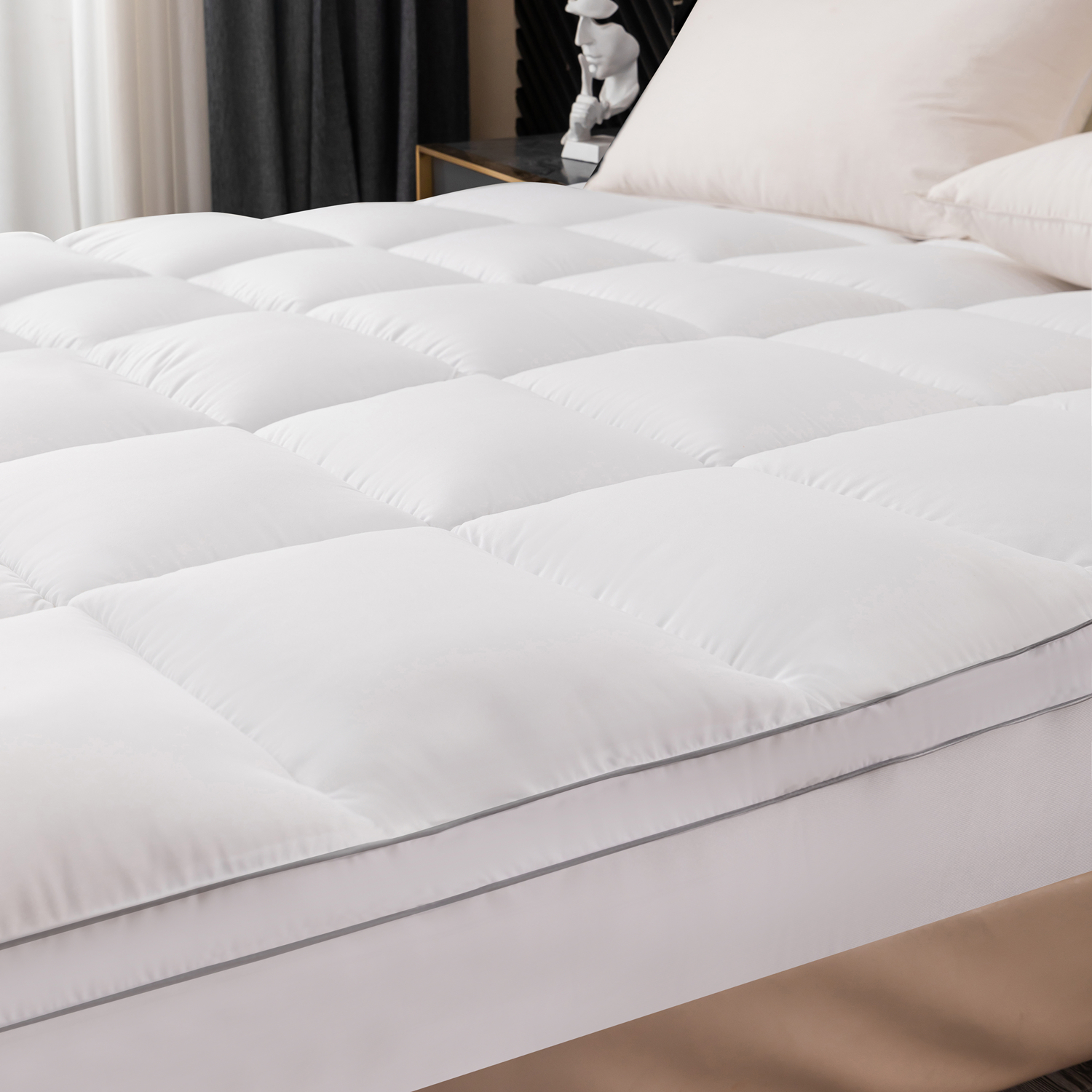 DROVAN Queen Size Mattress Pad - Extra Thick Mattress Cover - Pillow Top Deep Pocket Mattress Pad for Queen Bed