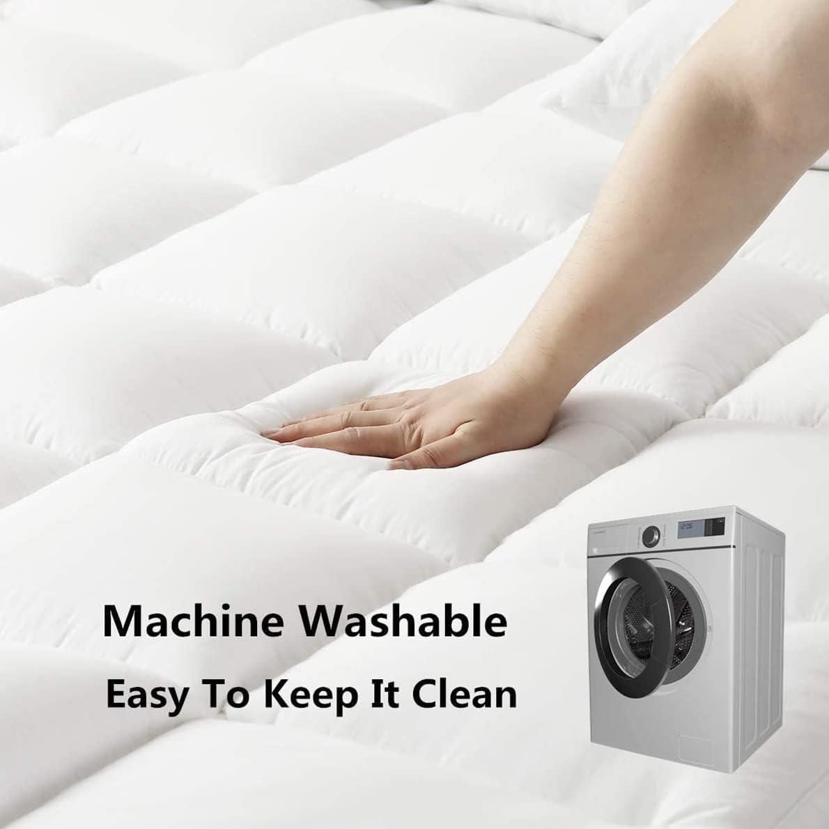 DROVAN Mattress Pad King Size - Extra Thick Mattress Cover - Pillow Top Deep Pocket with Breathable 7D Spiral Fiber Filling Cooling Mattress Topper