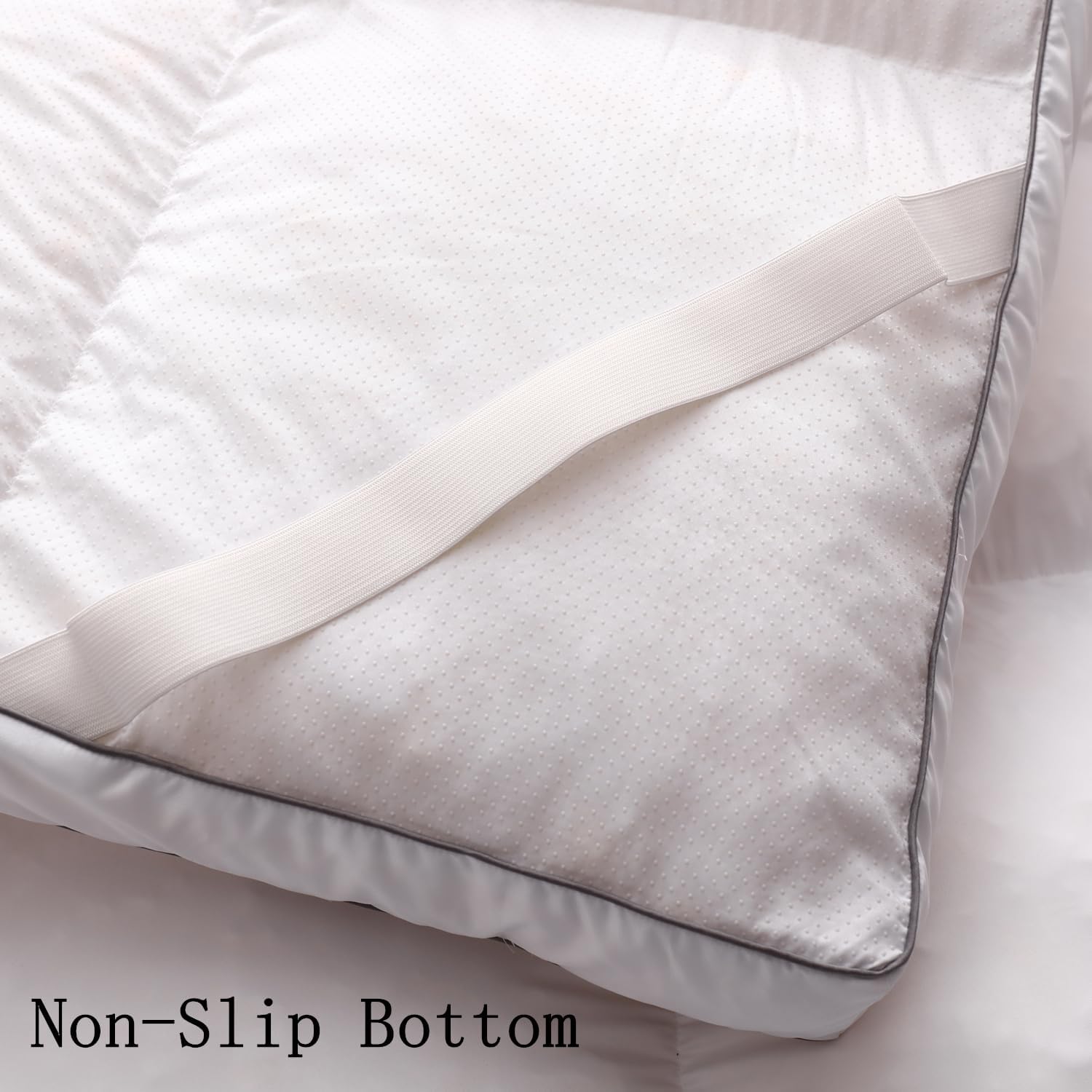 3 Inch Memory Foam Mattress Pad Queen , Pillow Top with Soft Fluffy Shredded Memory Foam Filling Mattress Topper, Non-Slip Design, 4 Elastic Straps